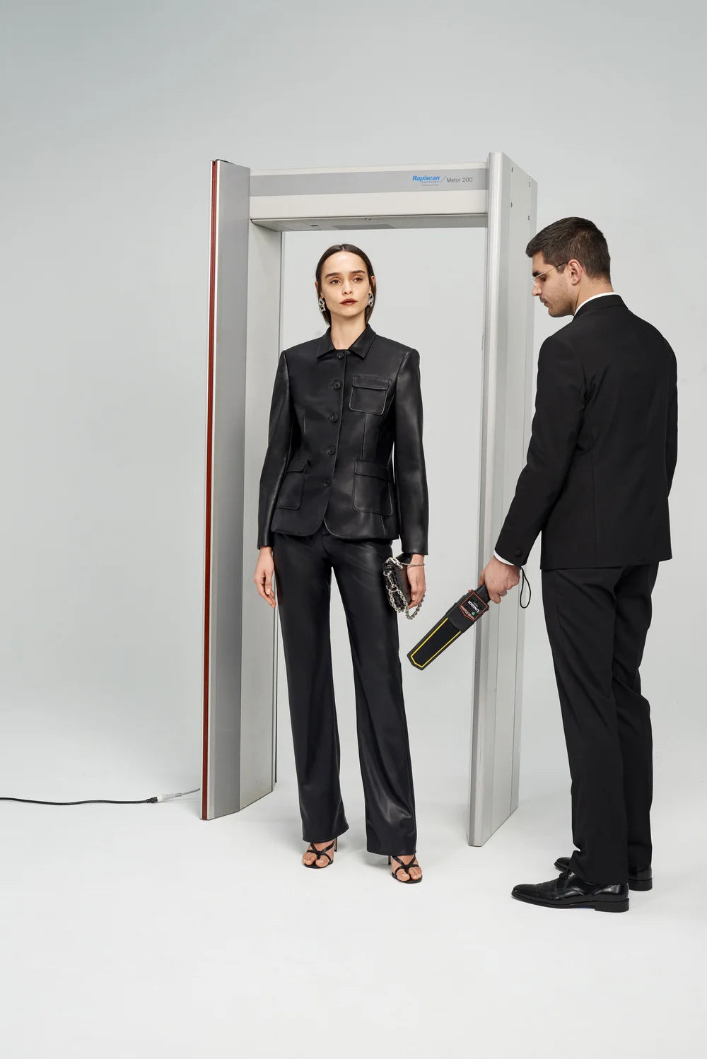 Leather Tailored Straight Pants in Black