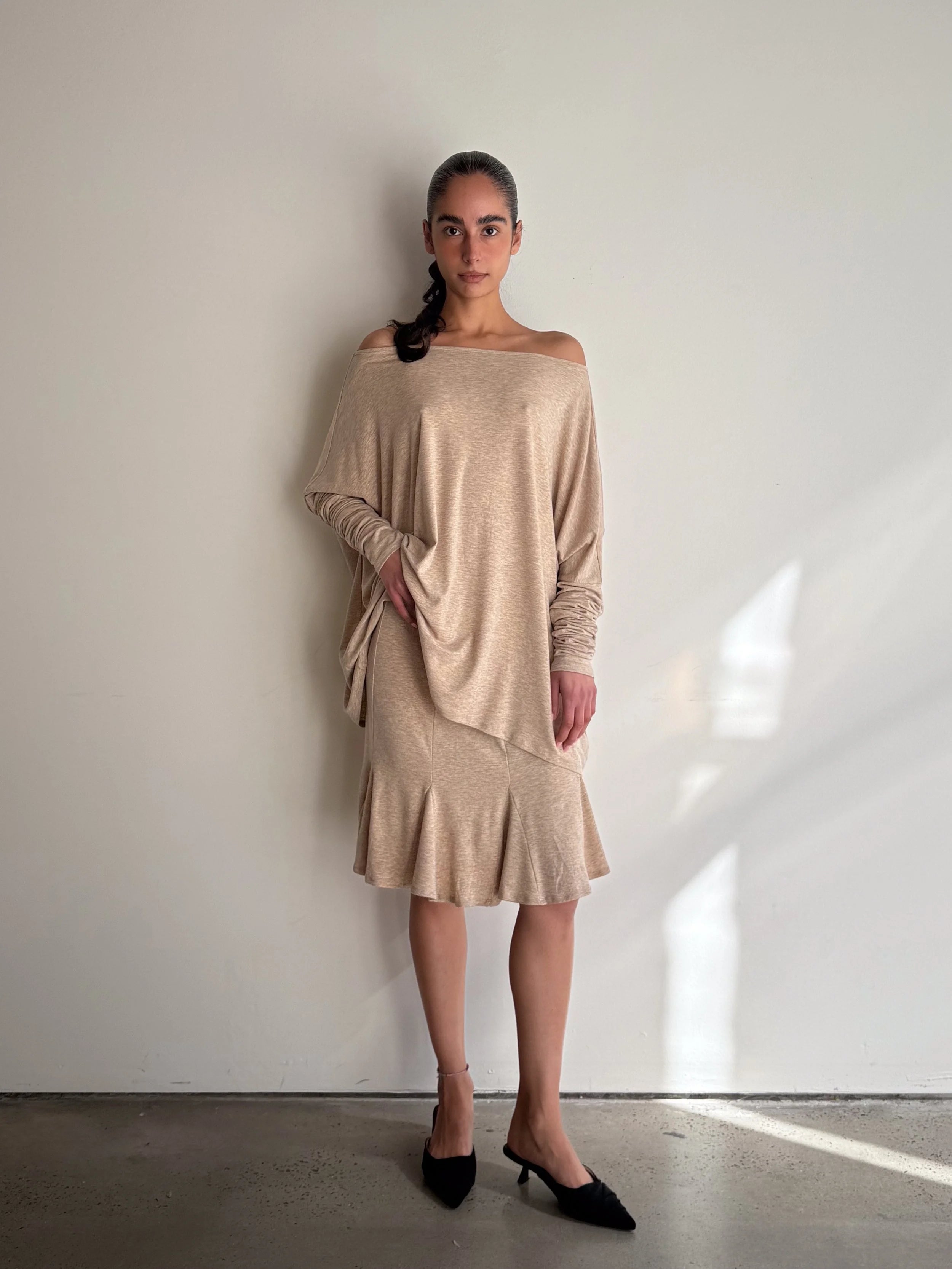 Oversized Long Sleeve Top in Oat