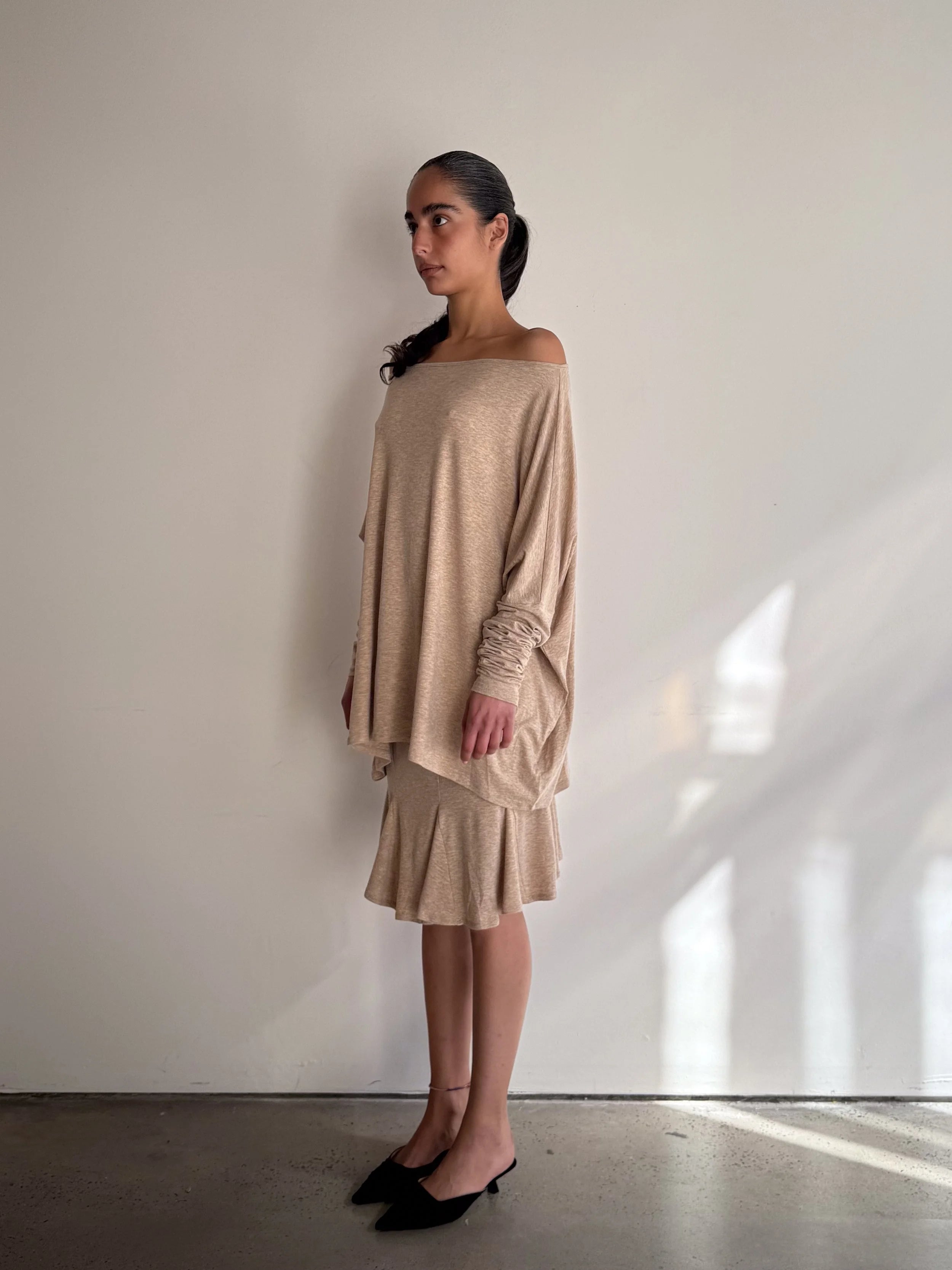 Oversized Long Sleeve Top in Oat