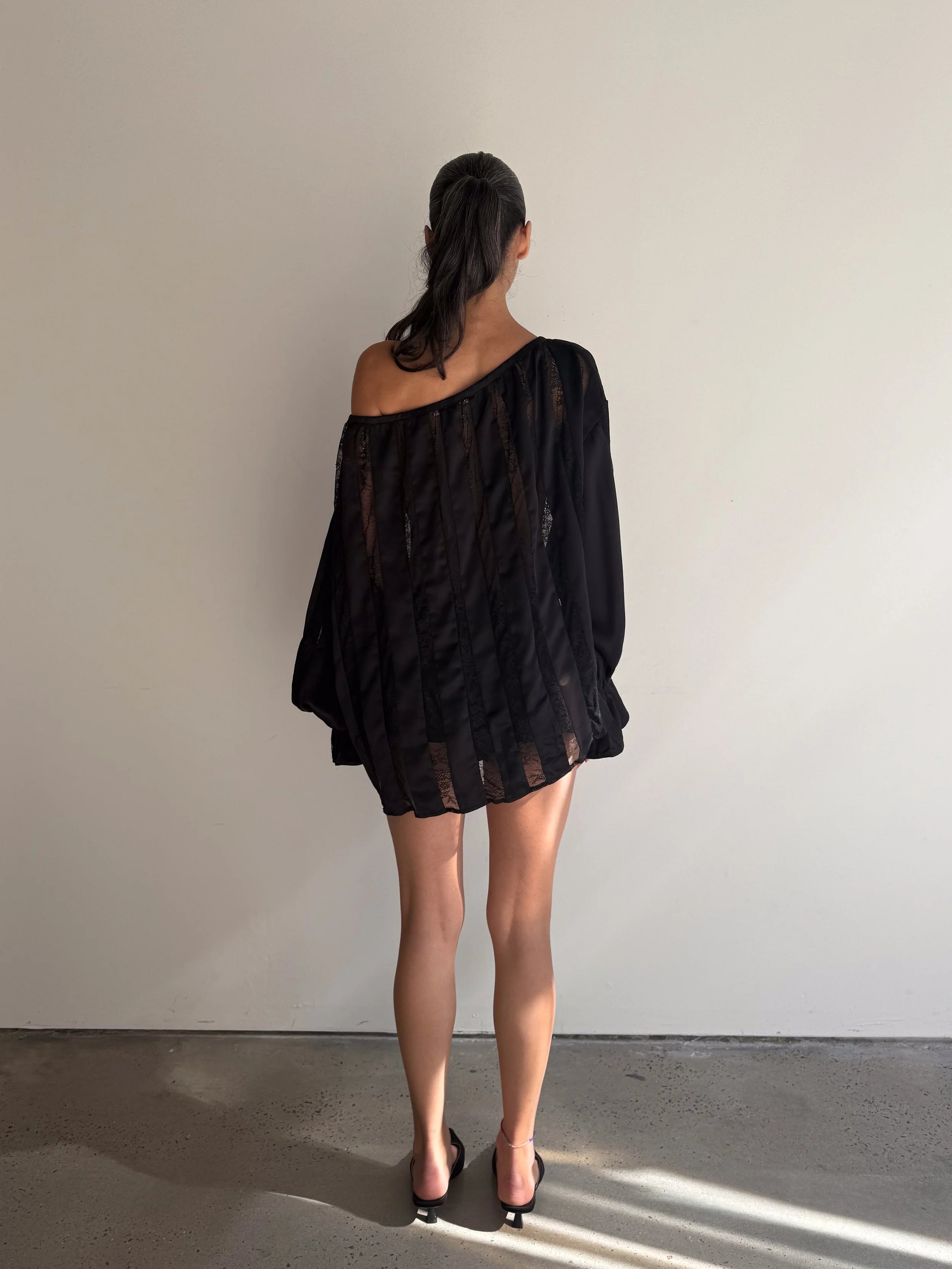 Muse Satin & Lace Panelled Blouse