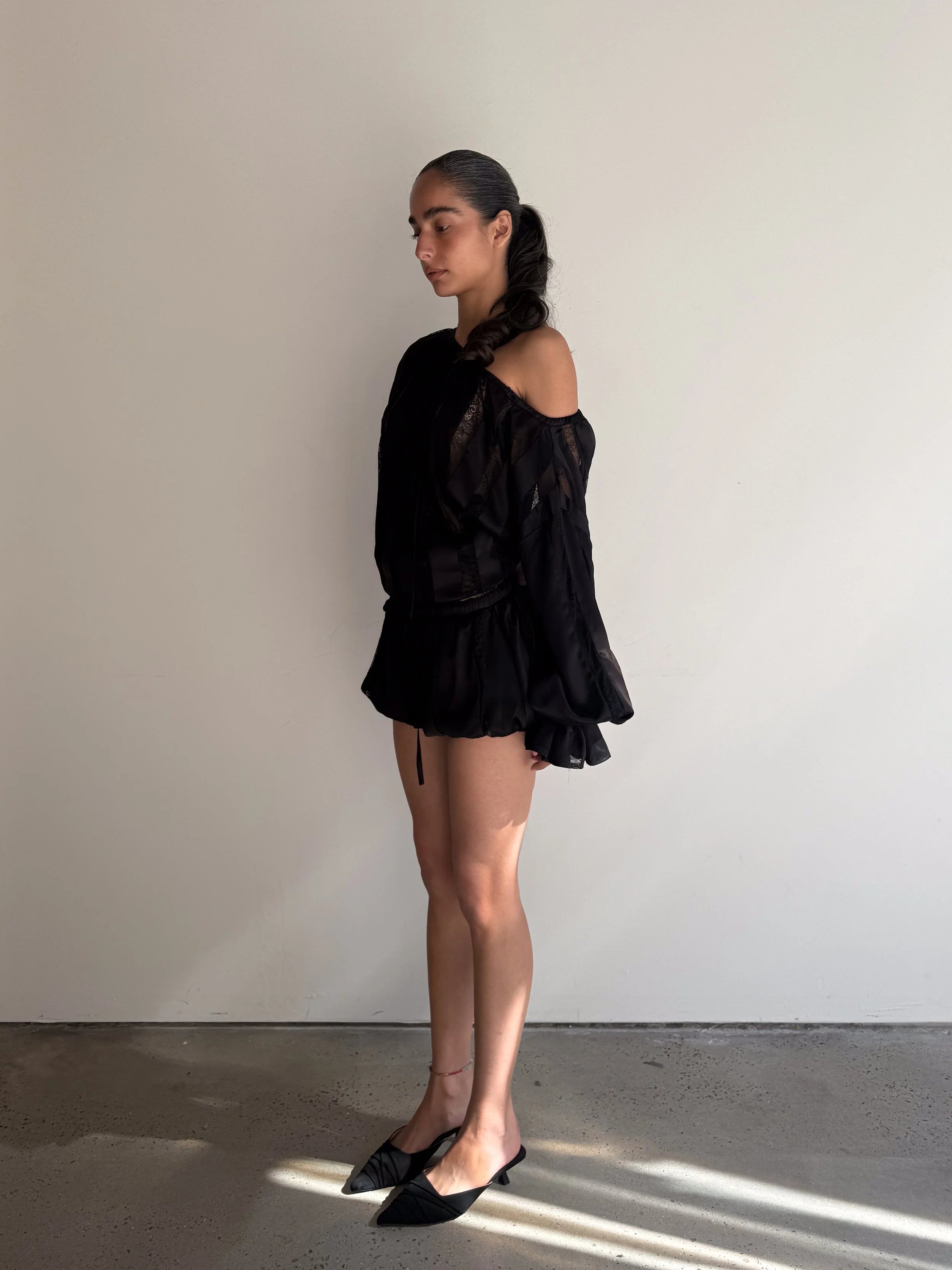 Muse Satin & Lace Panelled Blouse