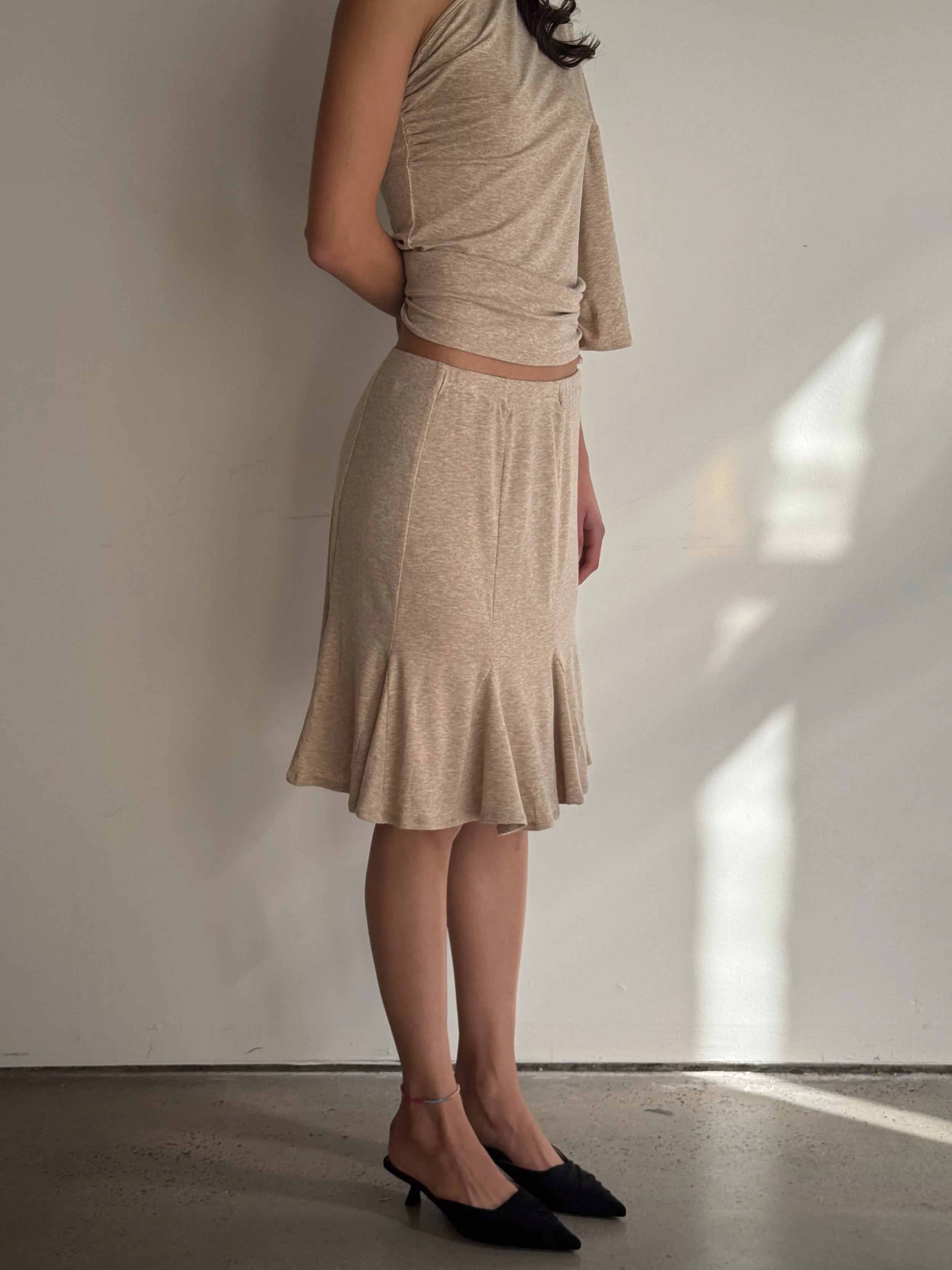 Mermaid Midi Skirt in Oat