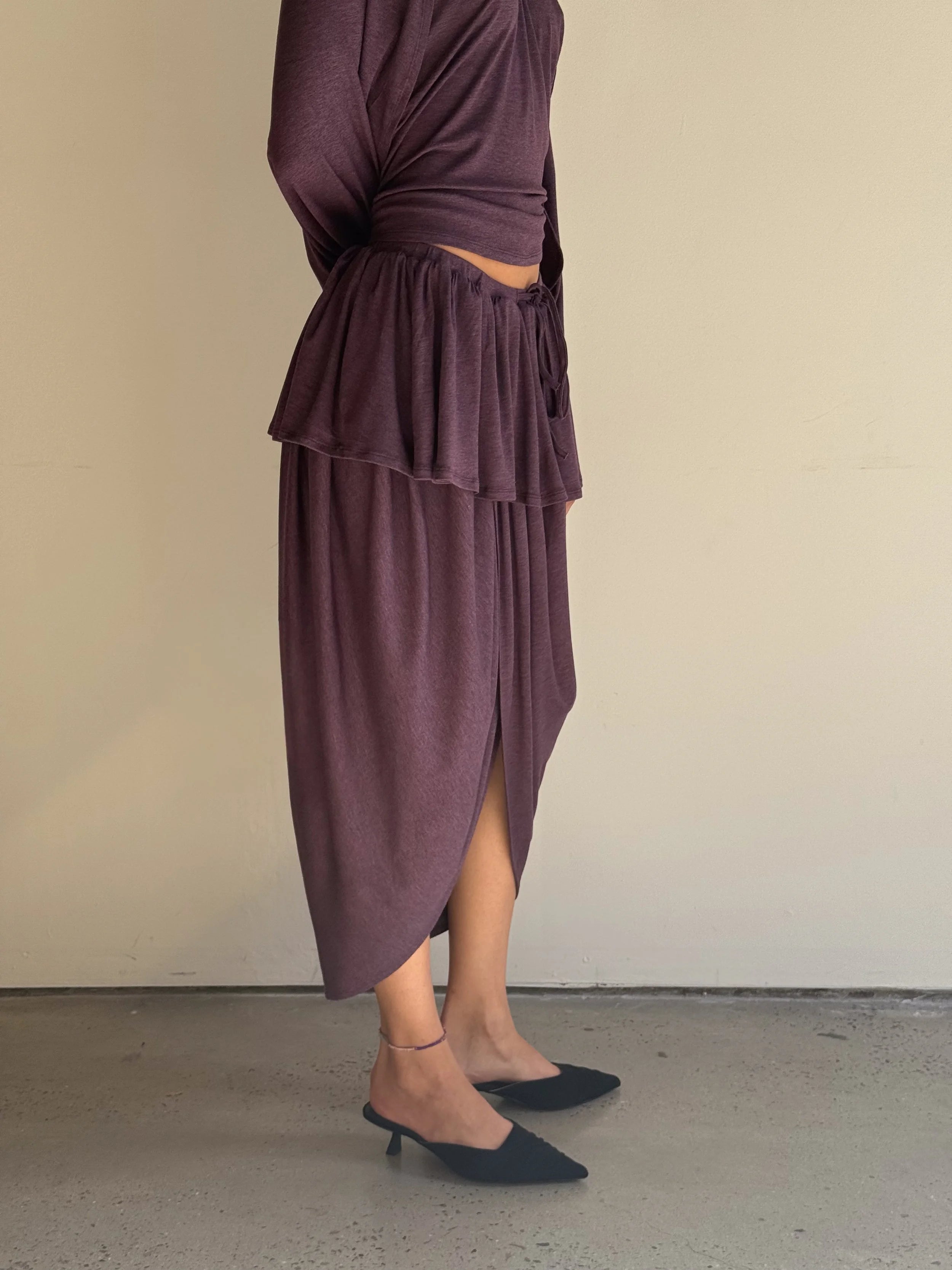 Two Layer Cocoon Skirt in Plum