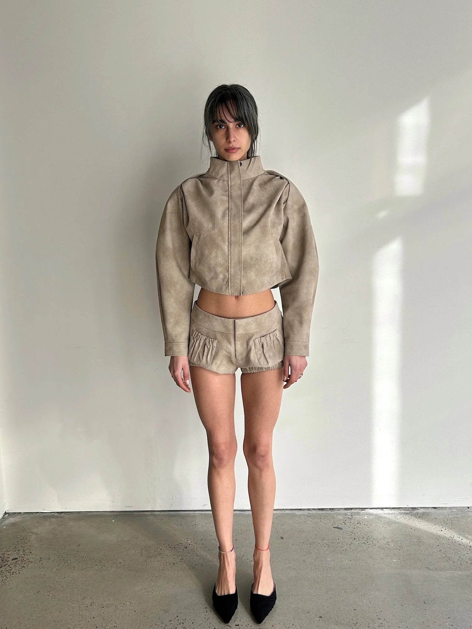Perforated Suede Bubble Shorts