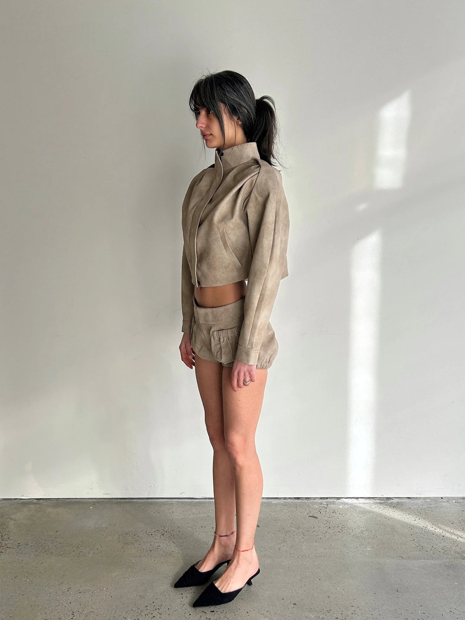 Perforated Suede Bubble Shorts