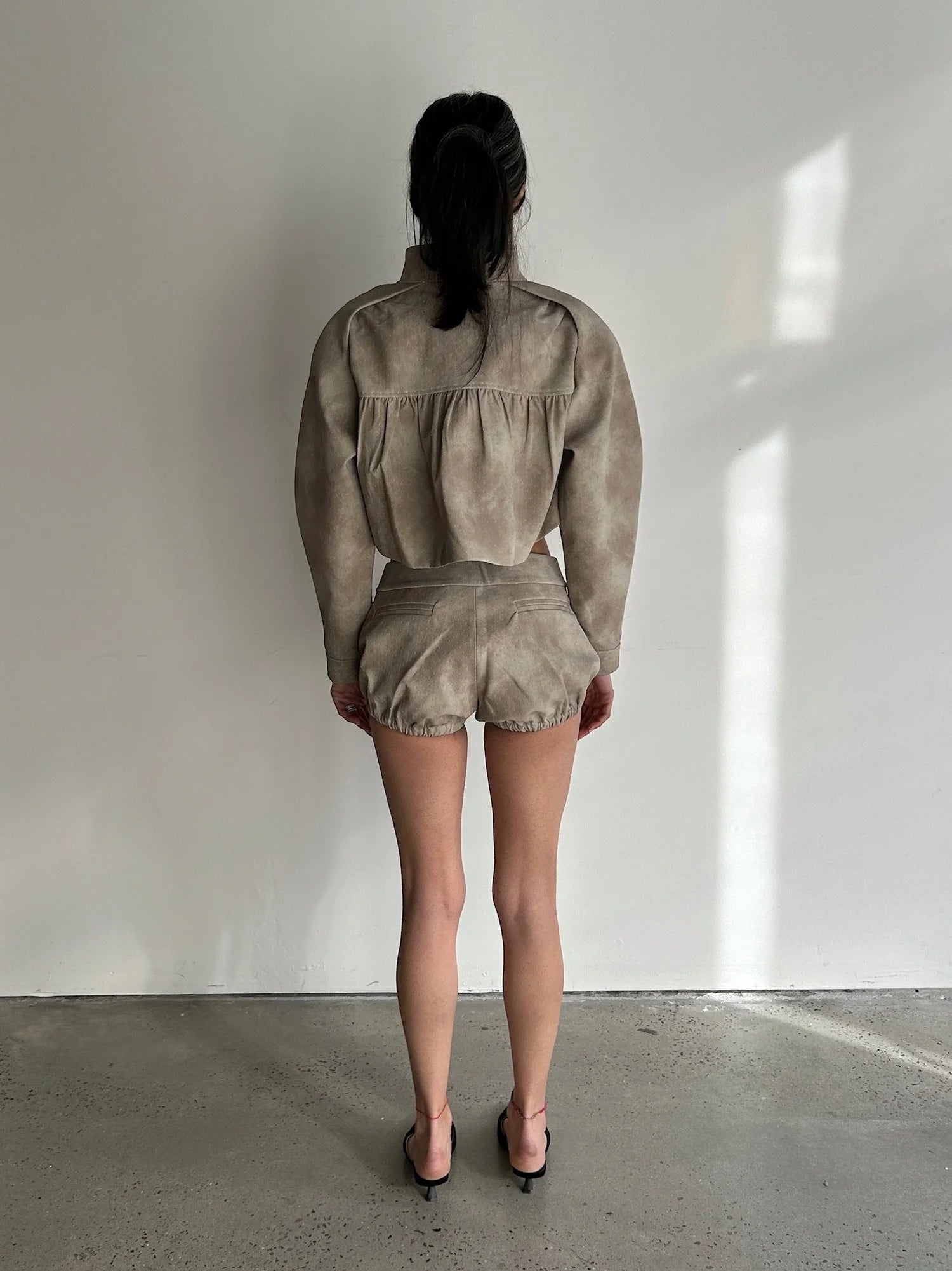 Perforated Suede Bubble Shorts