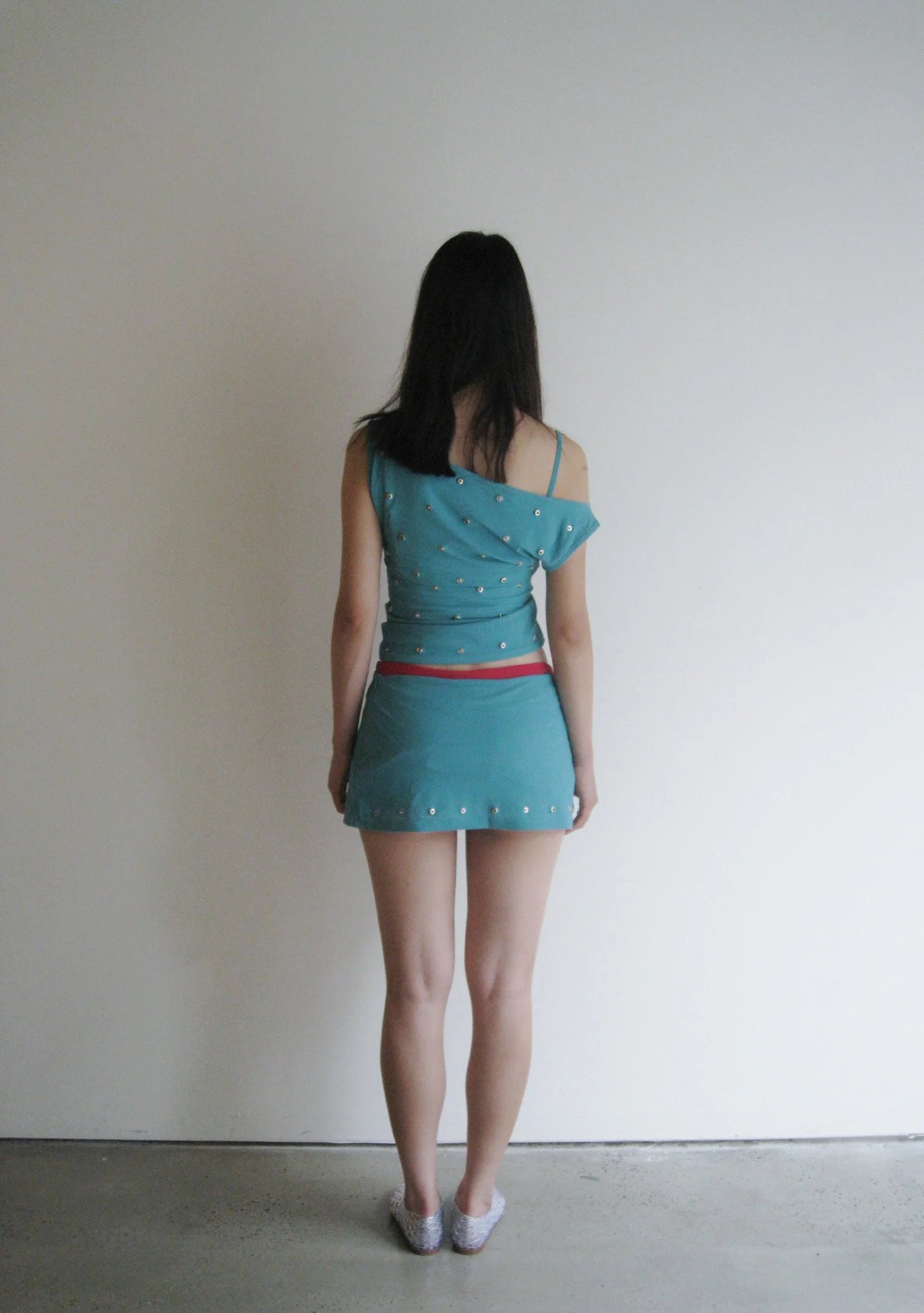 SENSITIVE® Mini Skirt with Rivets in Aqua