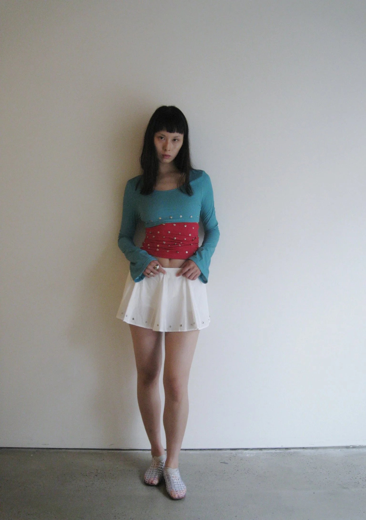 SENSITIVE® Super Cropped Long Sleeve Top with Rivets
