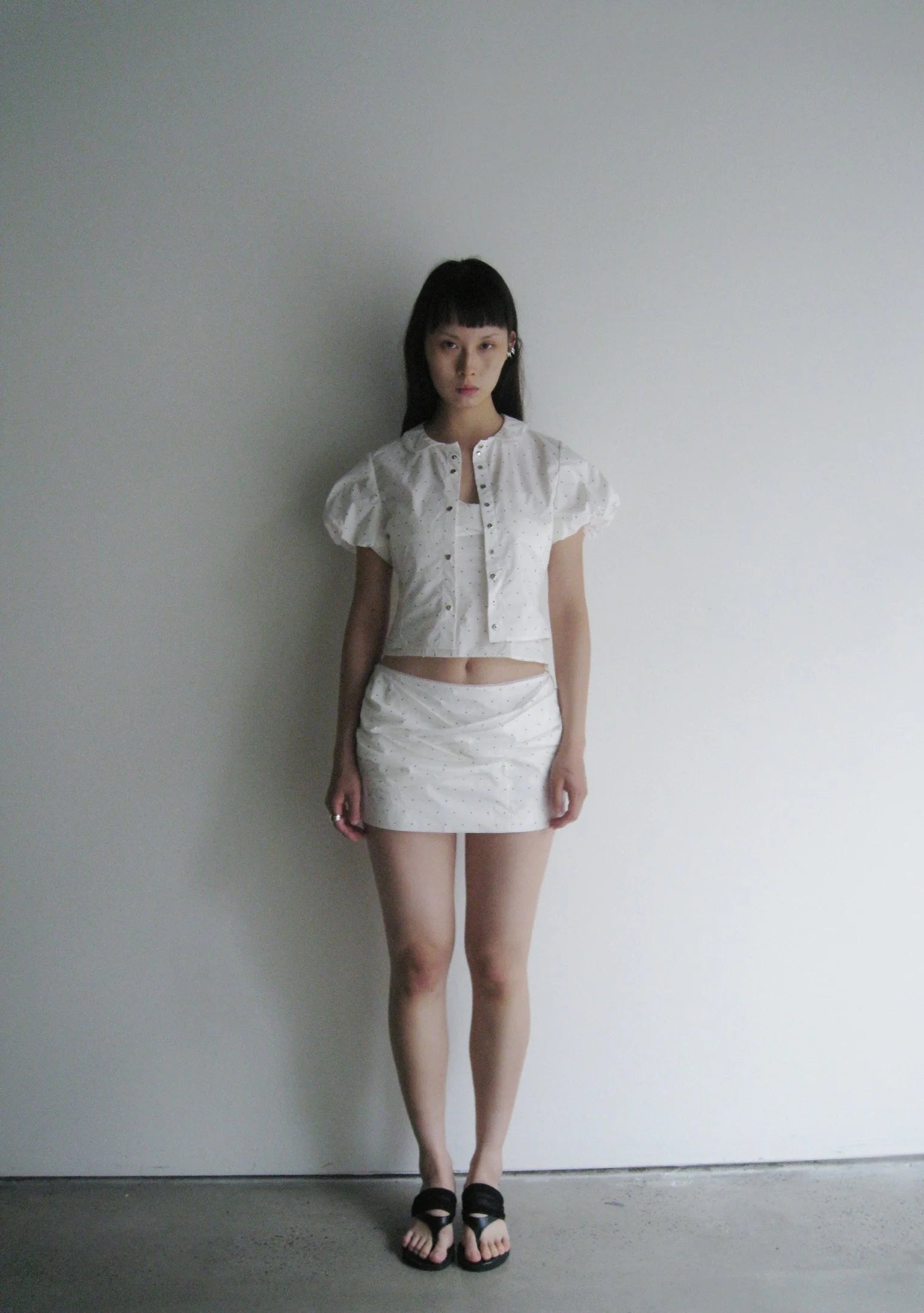 Bubble Sleeves Blouse with Detachable Tie