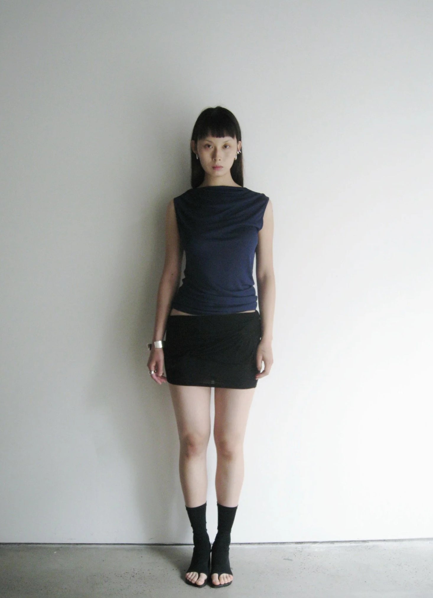 SEACELL© Draped Tank Top in Black