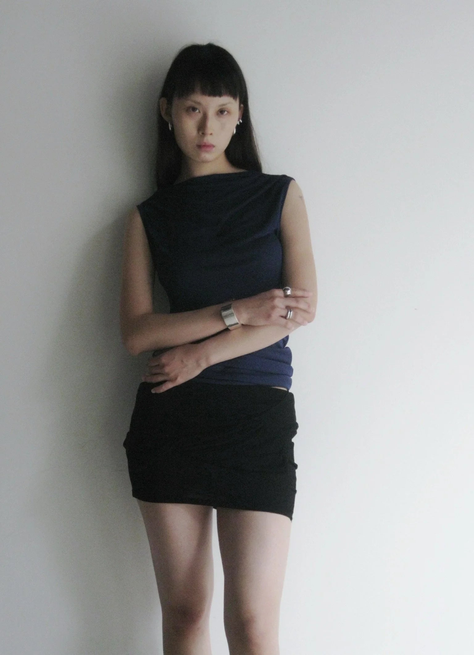 SEACELL© Draped Tank Top in Black