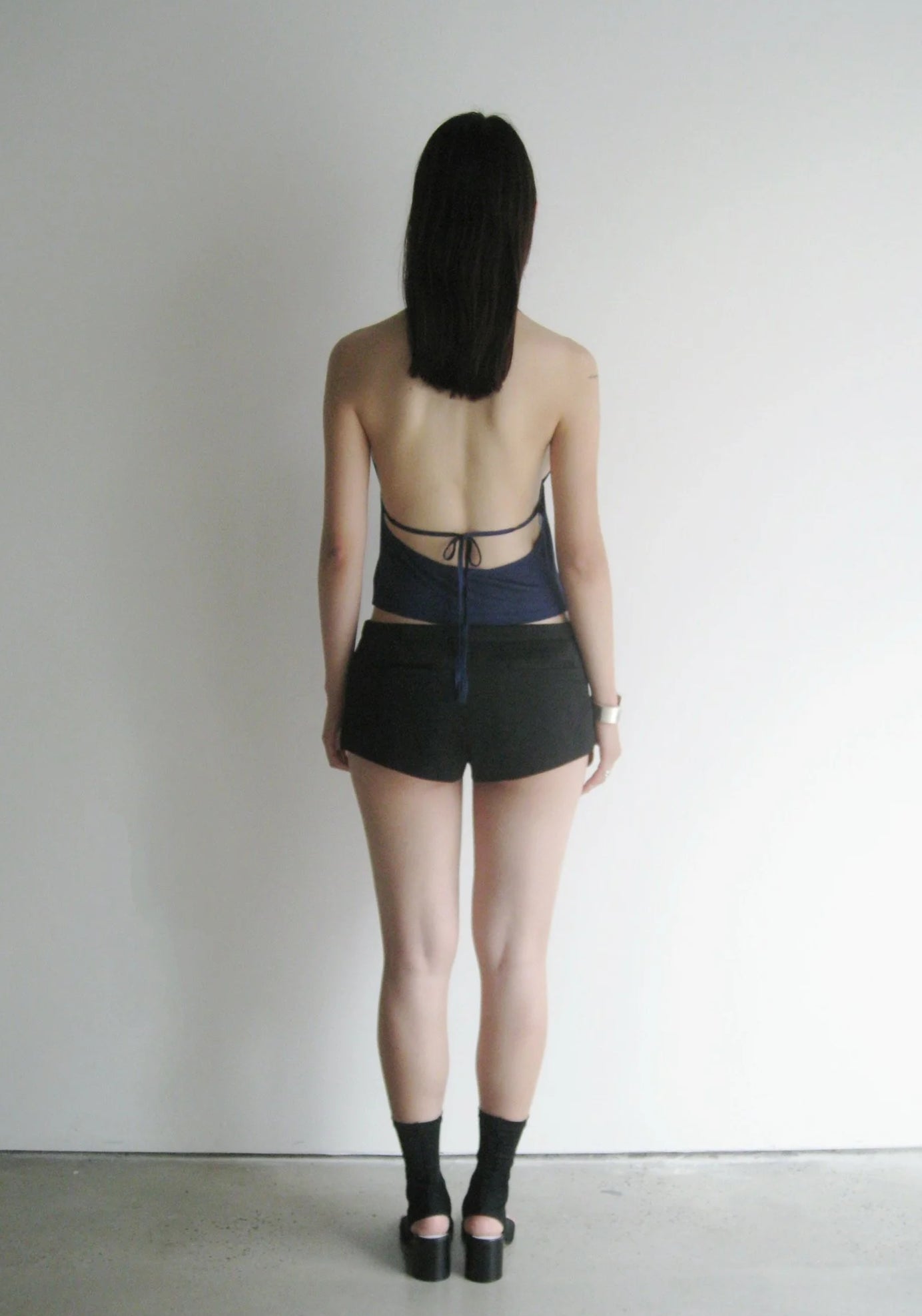 SEACELL© Draped Top with Open Back in Black