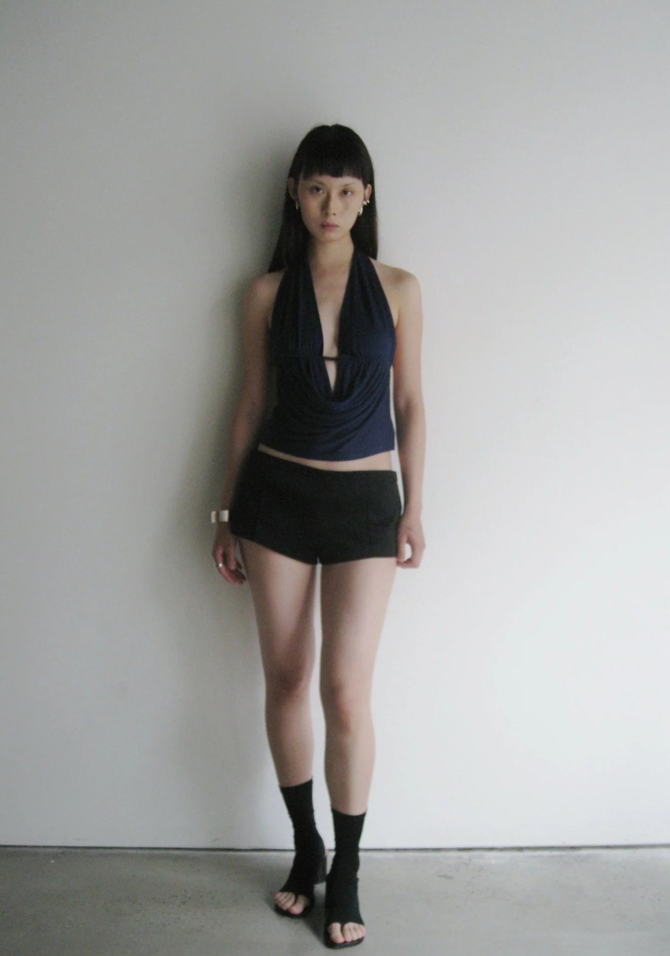 SEACELL© Draped Top with Open Back in Black