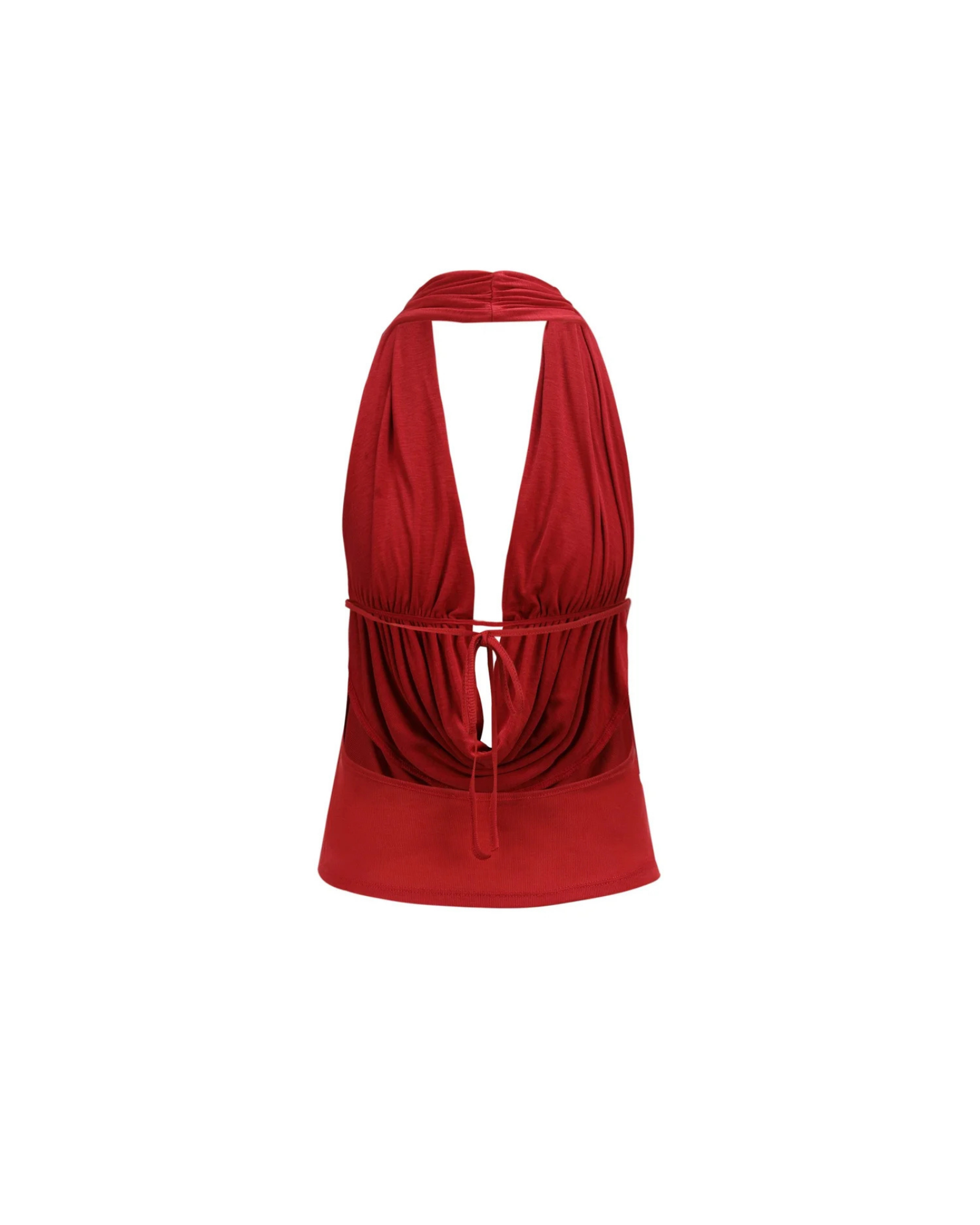 Red halter top on a white background