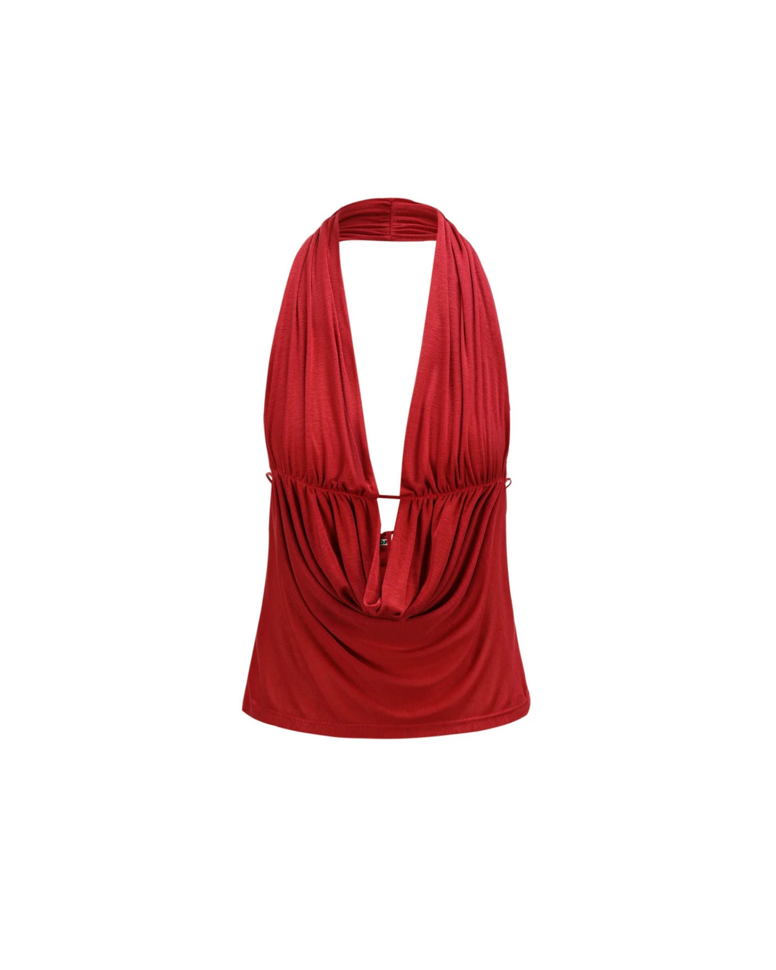 Red halter top on a white background