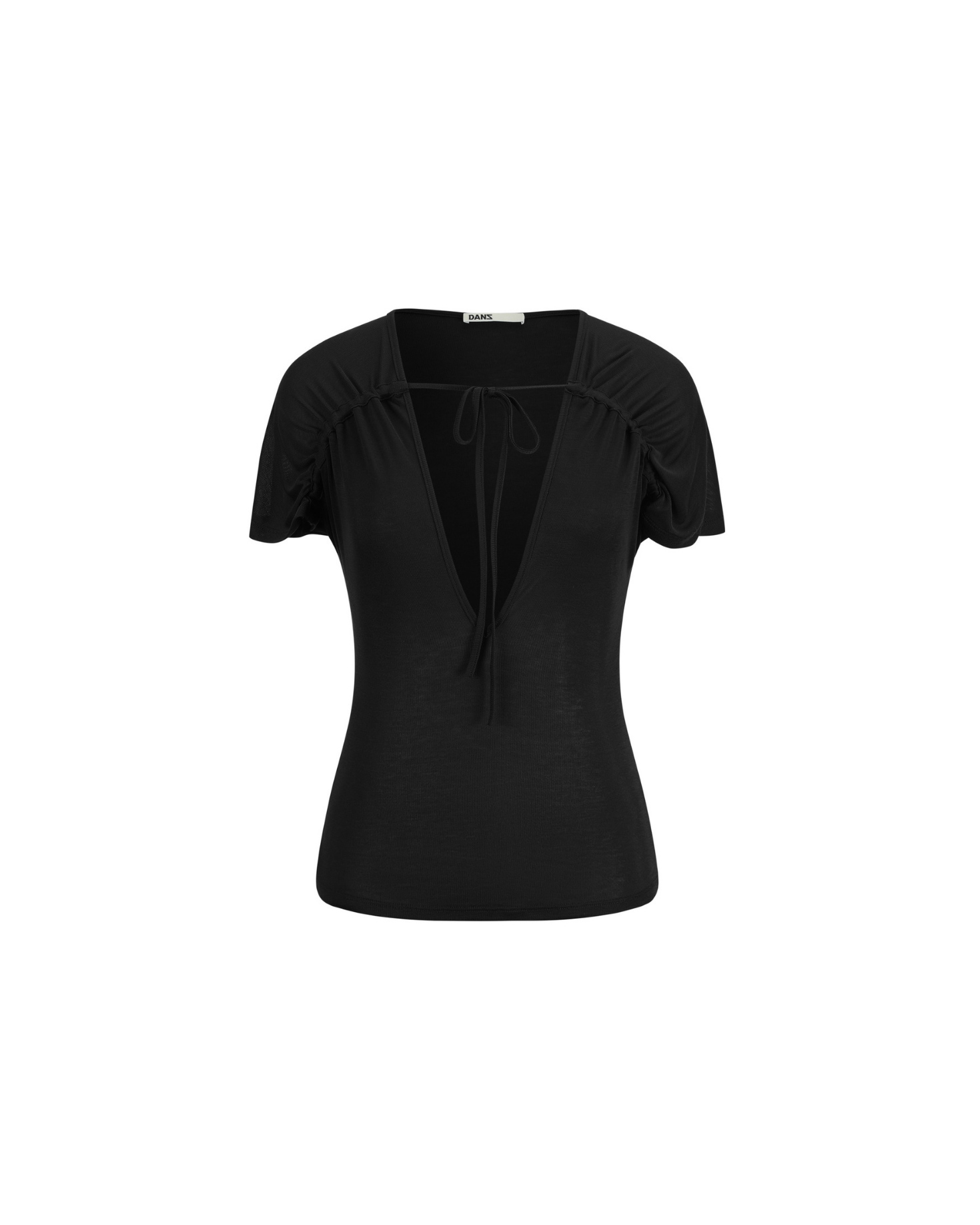 SEACELL© V-Neck Tie Detail Top in Black