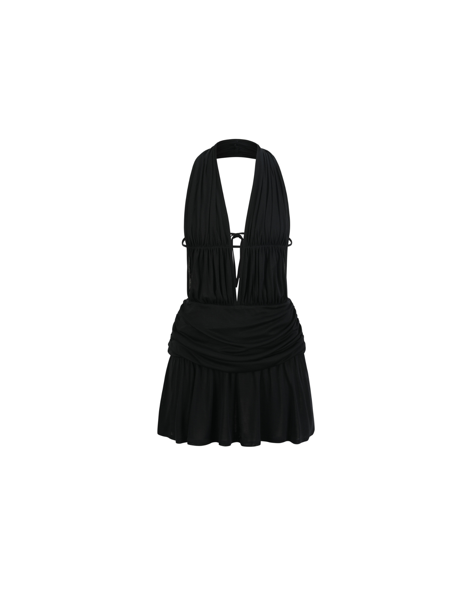 SEACELL© Draped Mini Dress with Open Back in Black