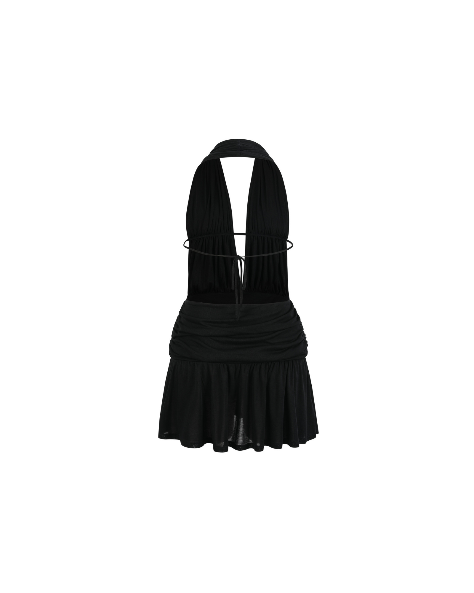 SEACELL© Draped Mini Dress with Open Back in Black