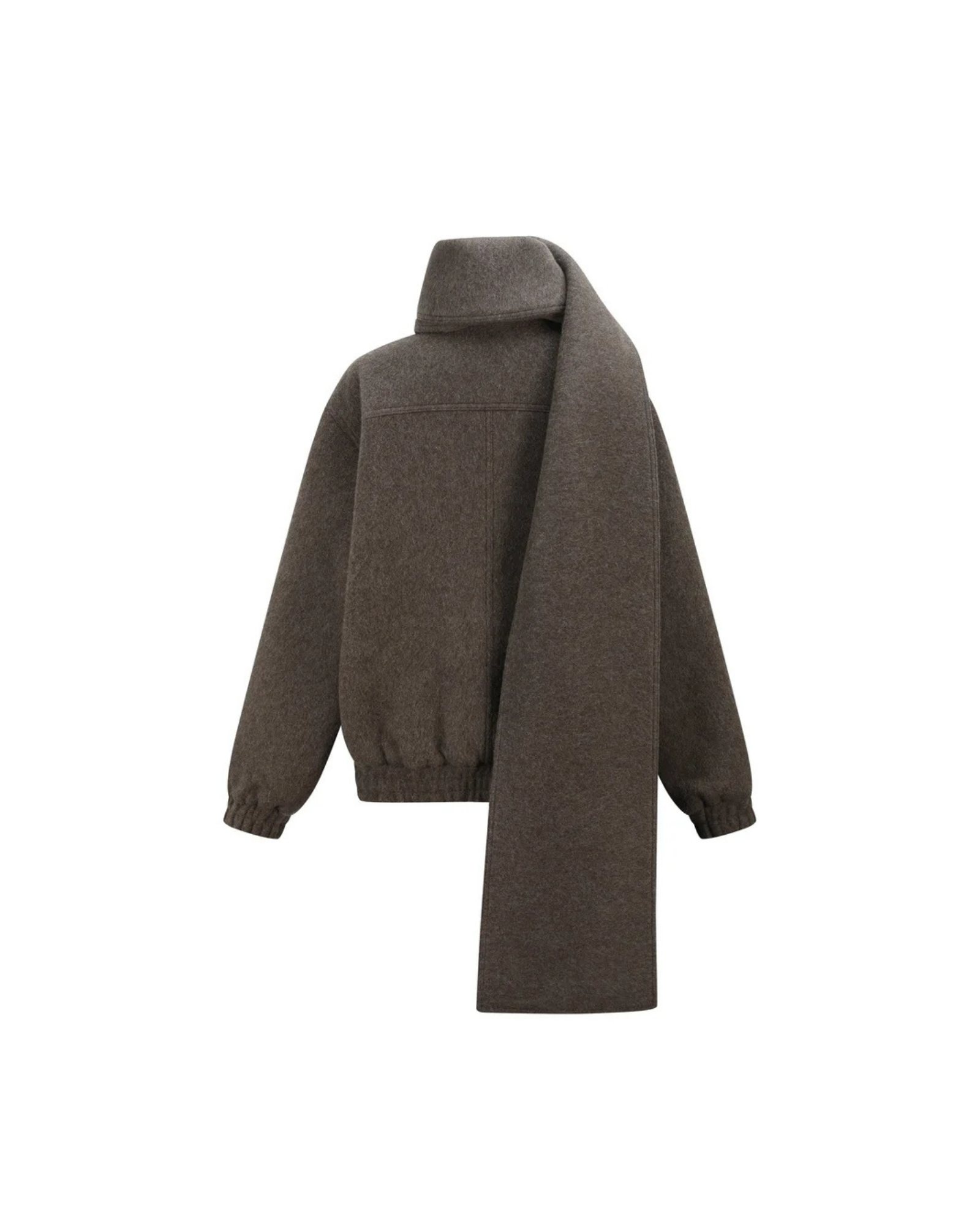 Wool Bomber Jacket with Detachable Scarf