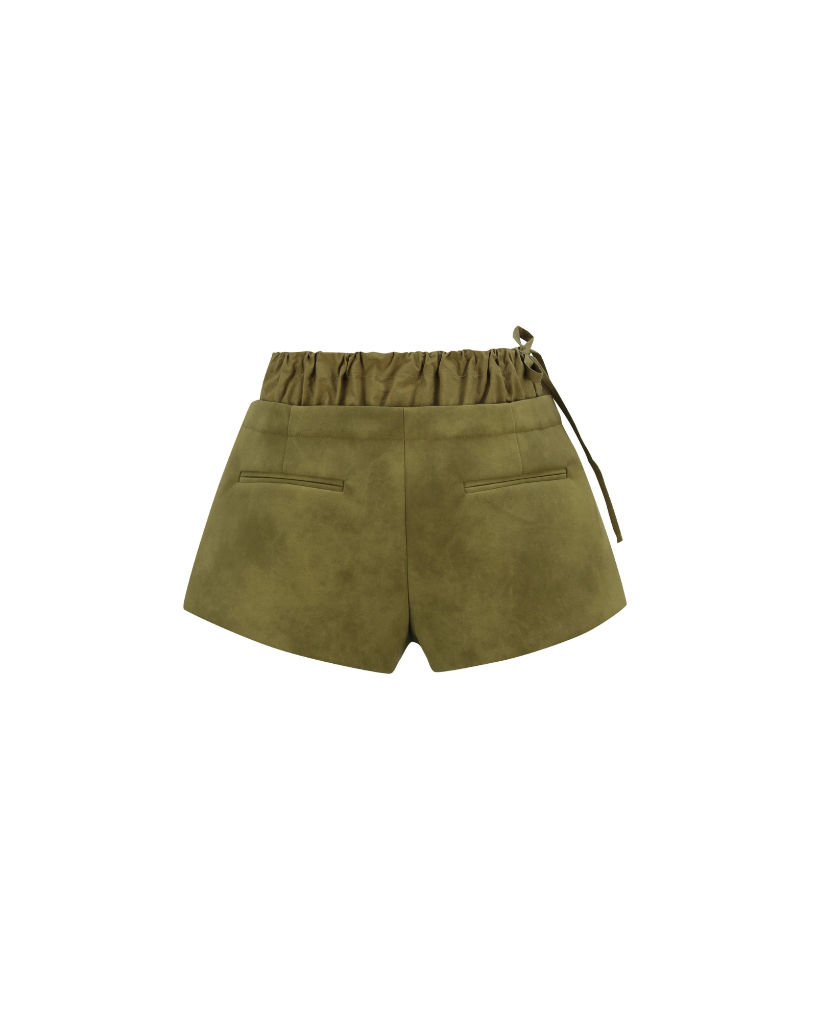 Suede Micro Shorts with Gathered Waist Band