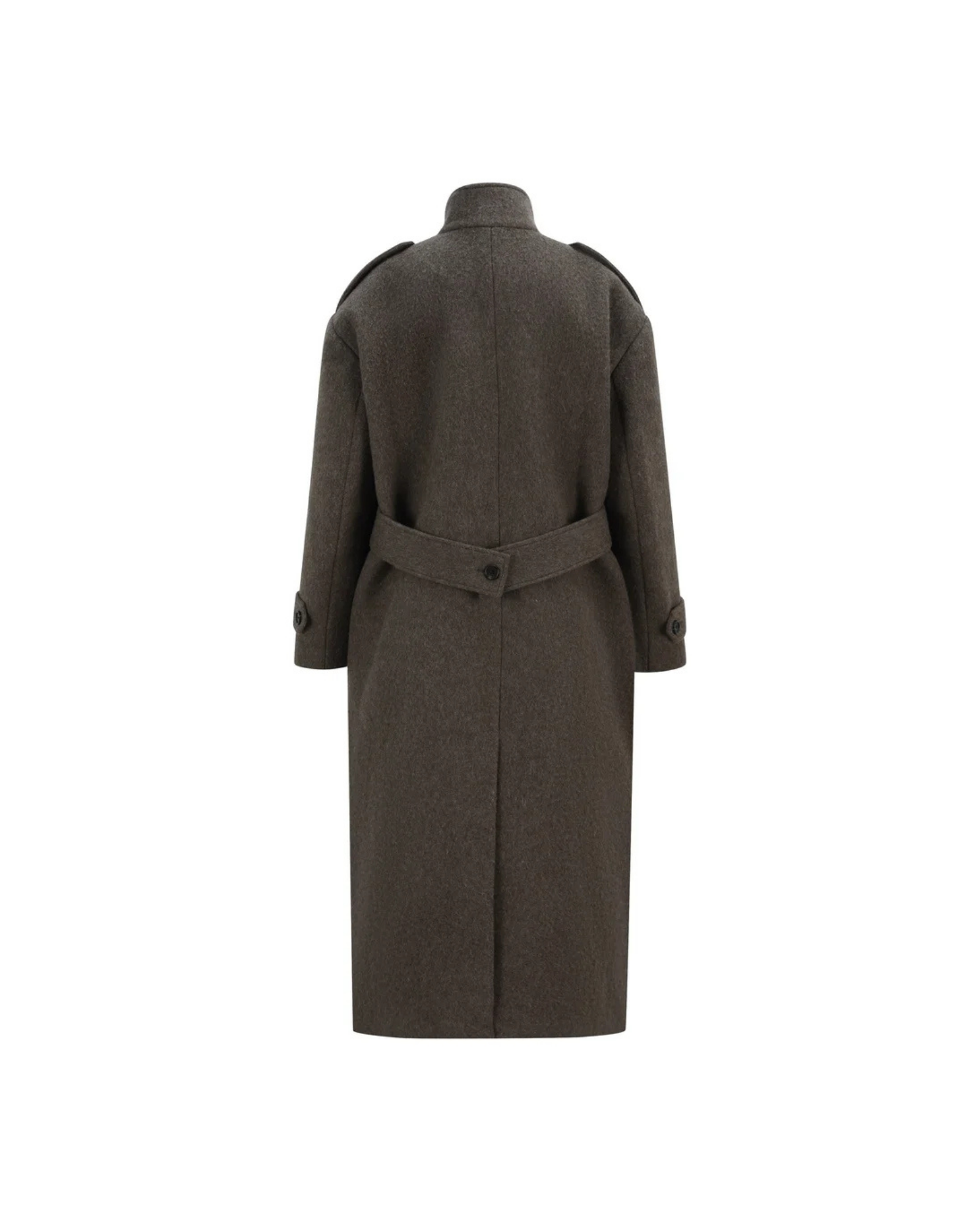 Wool Tailored Trench Coat in Brown