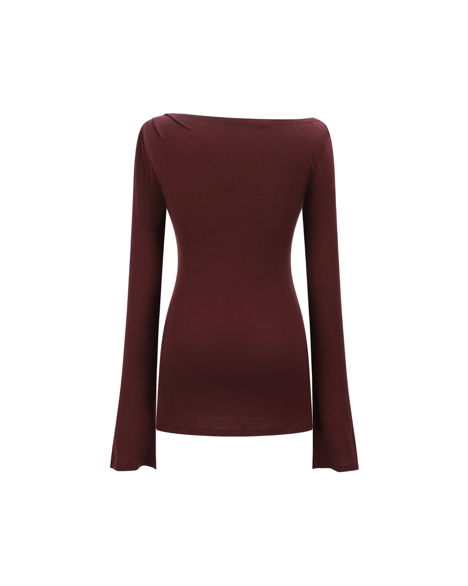 Merino Wool Long Sleeve Off-Shoulder Top