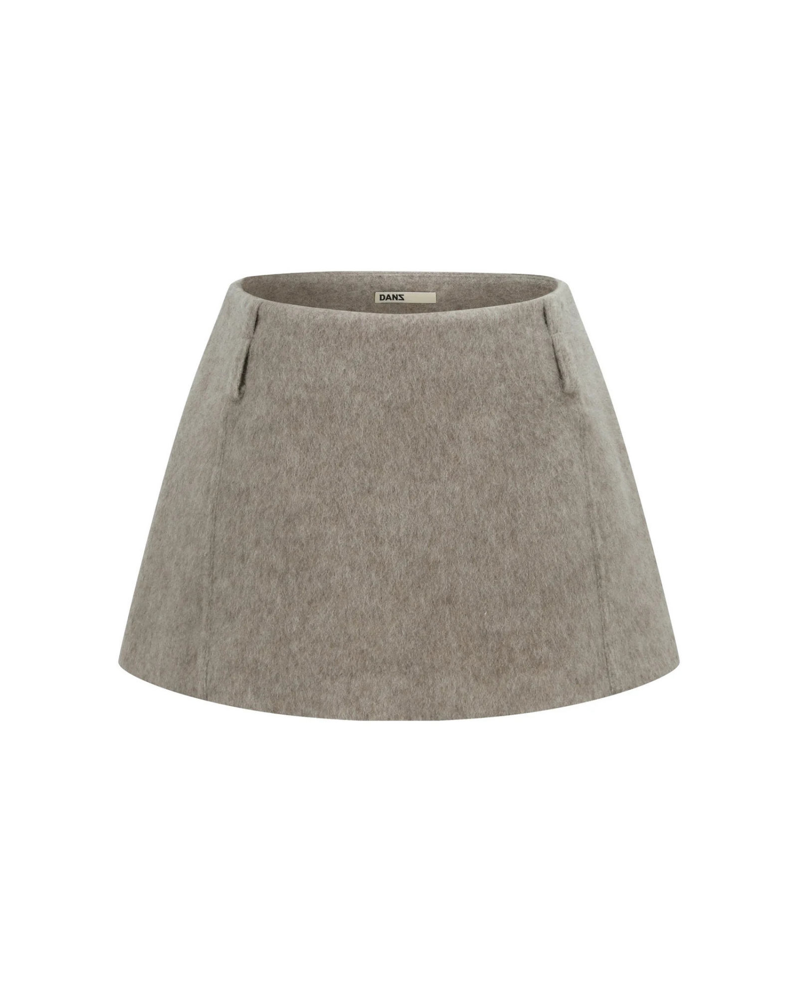 Wool Low-Waist Mini Skirt in Beige