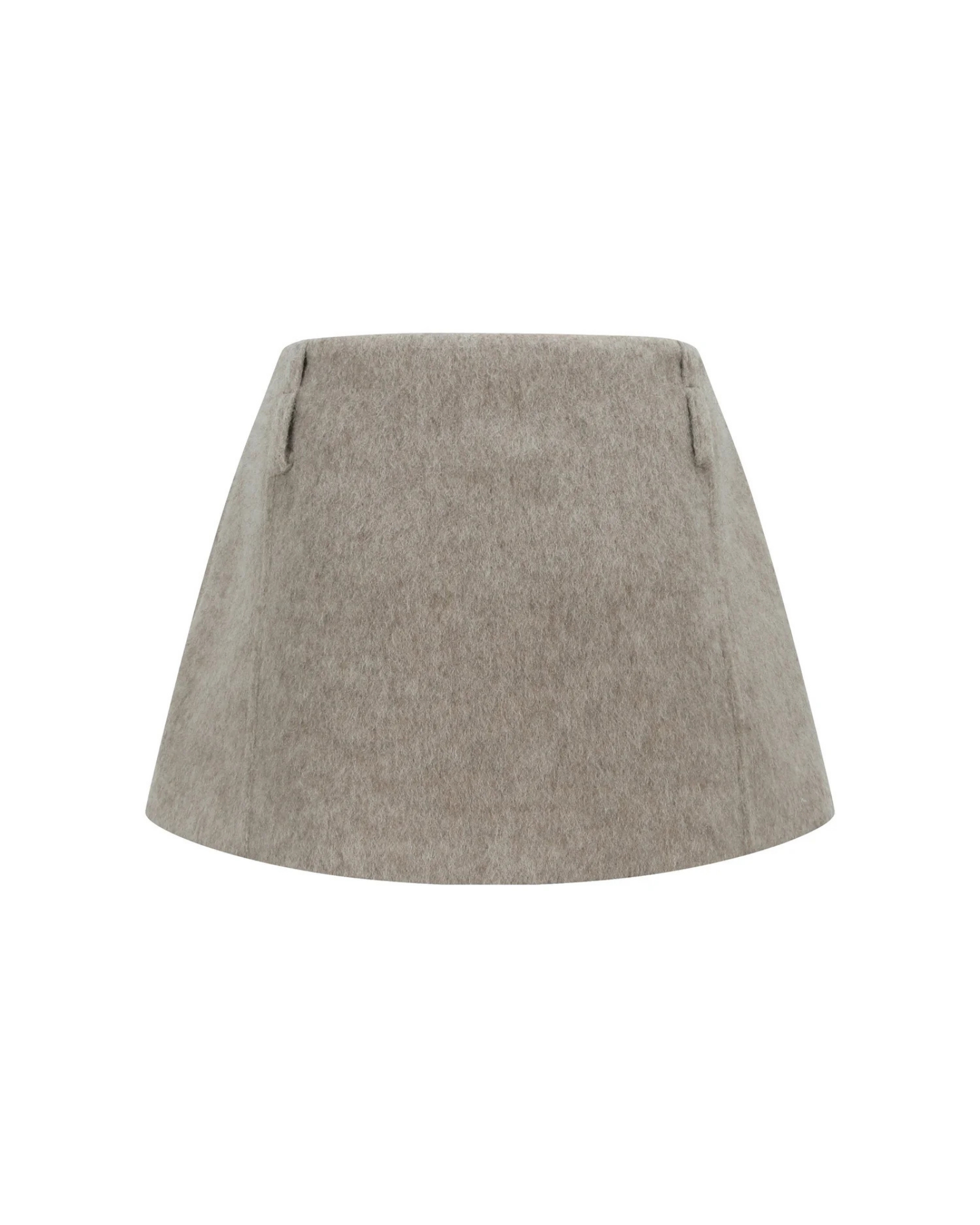 Wool Low-Waist Mini Skirt in Beige