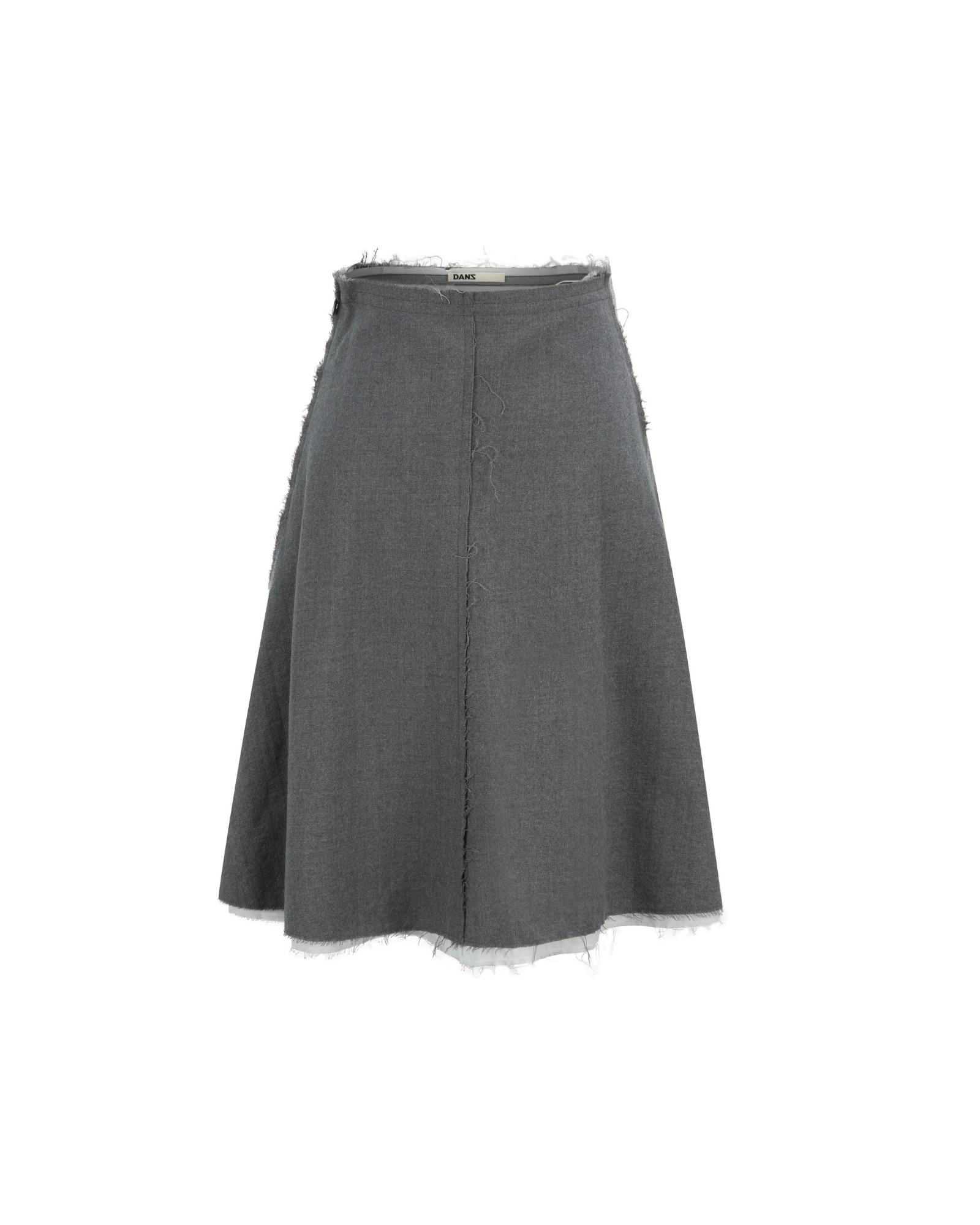 Merino Wool Tailored Midi Skirt with Raw Edge