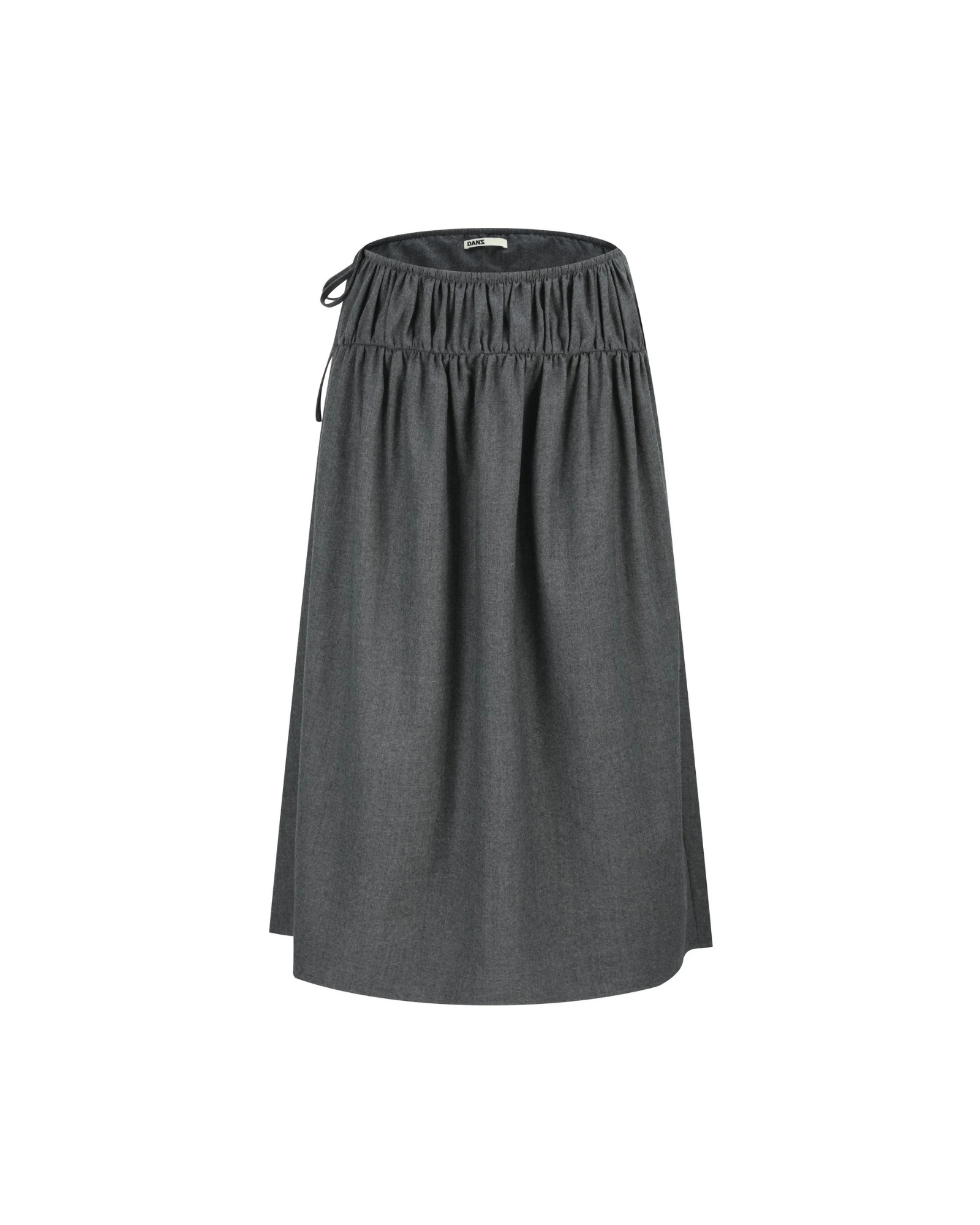 Merino Wool Midi Skirt with Gathered Waistband