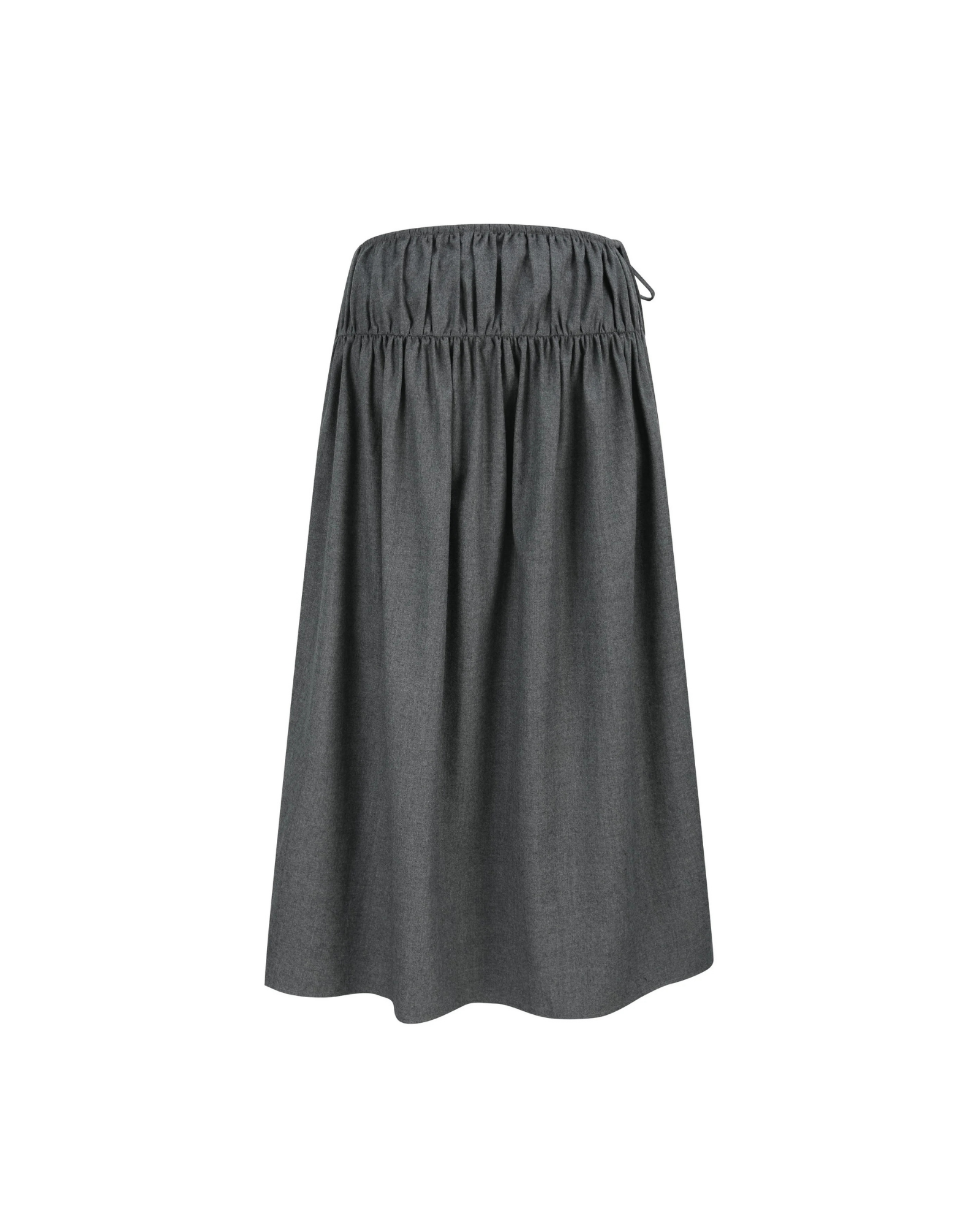 Merino Wool Midi Skirt with Gathered Waistband