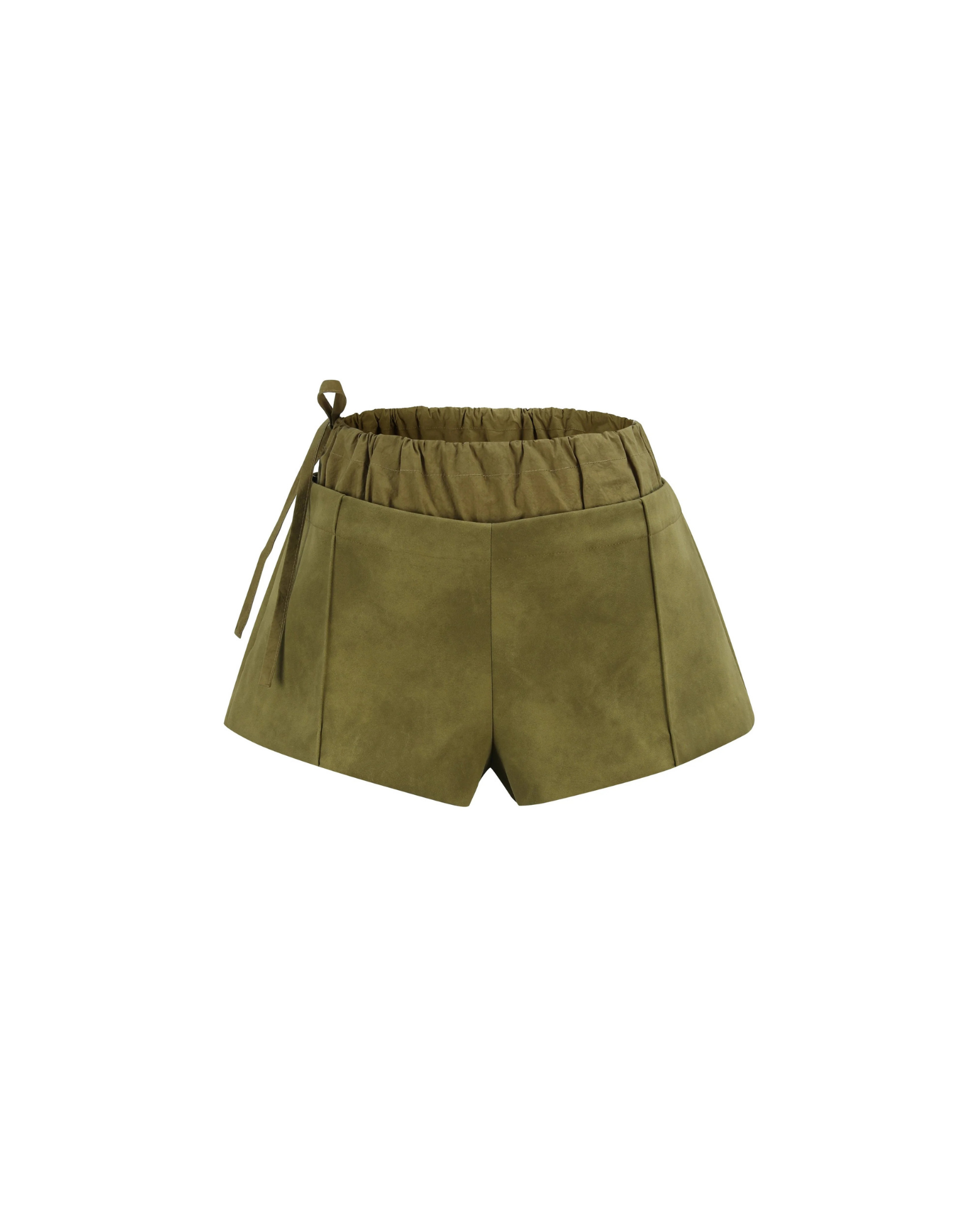 Suede Micro Shorts with Gathered Waist Band