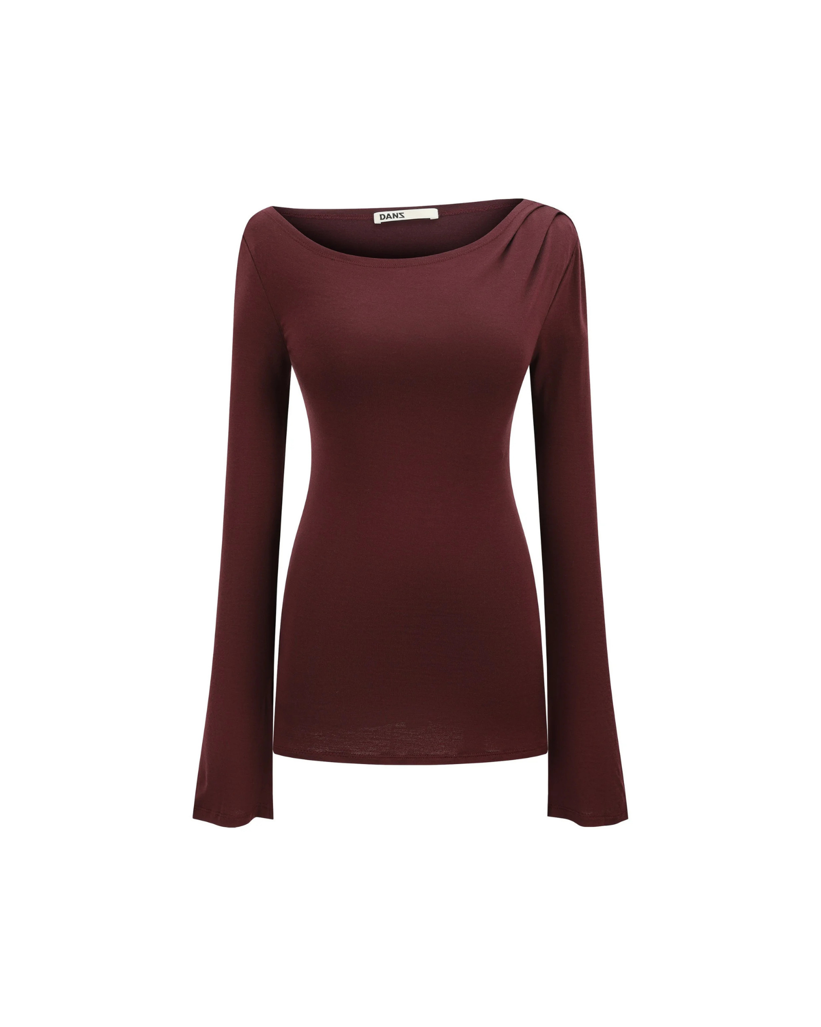 Merino Wool Long Sleeve Off-Shoulder Top