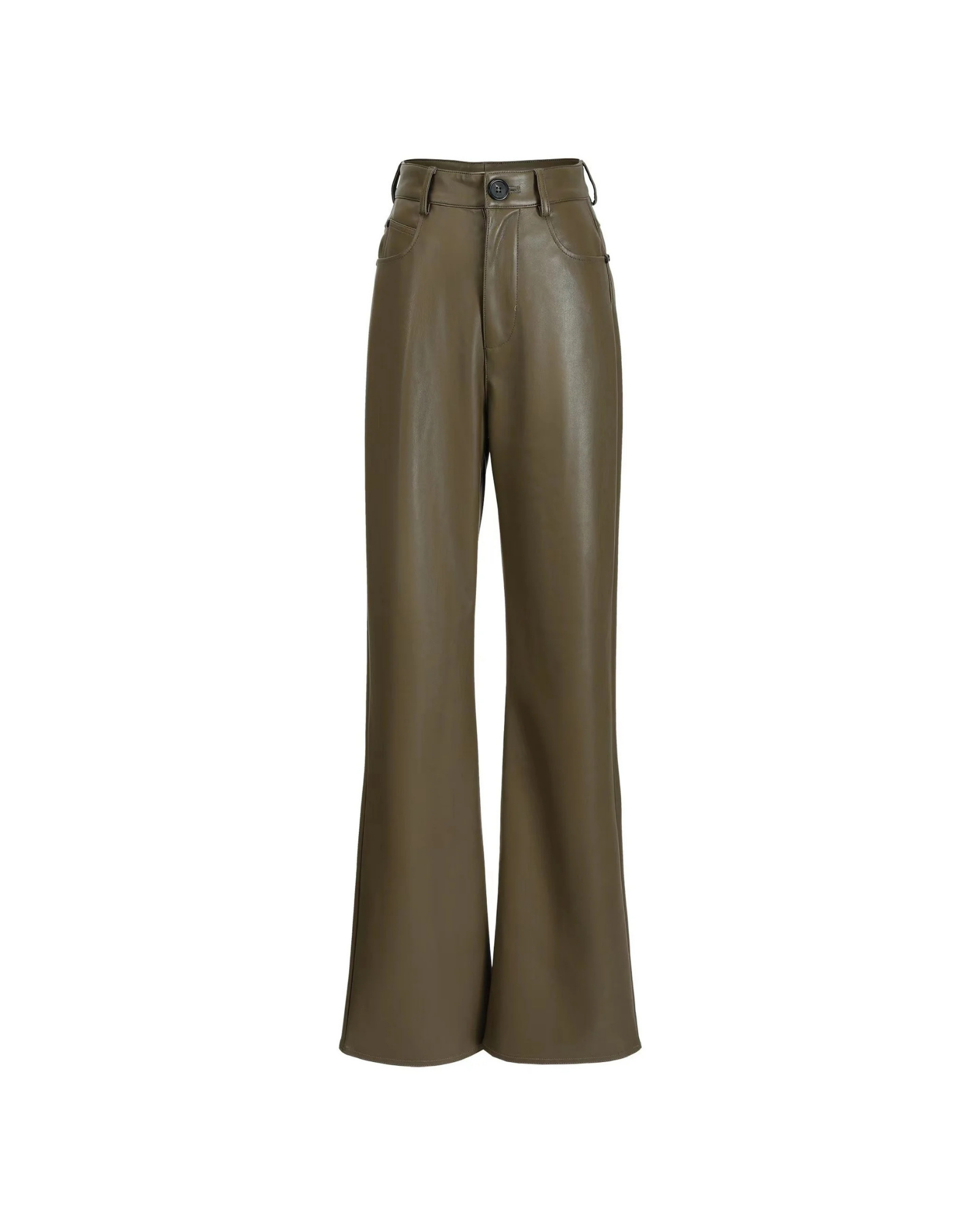 Protein Leather Tailored Straight Pants in Olive