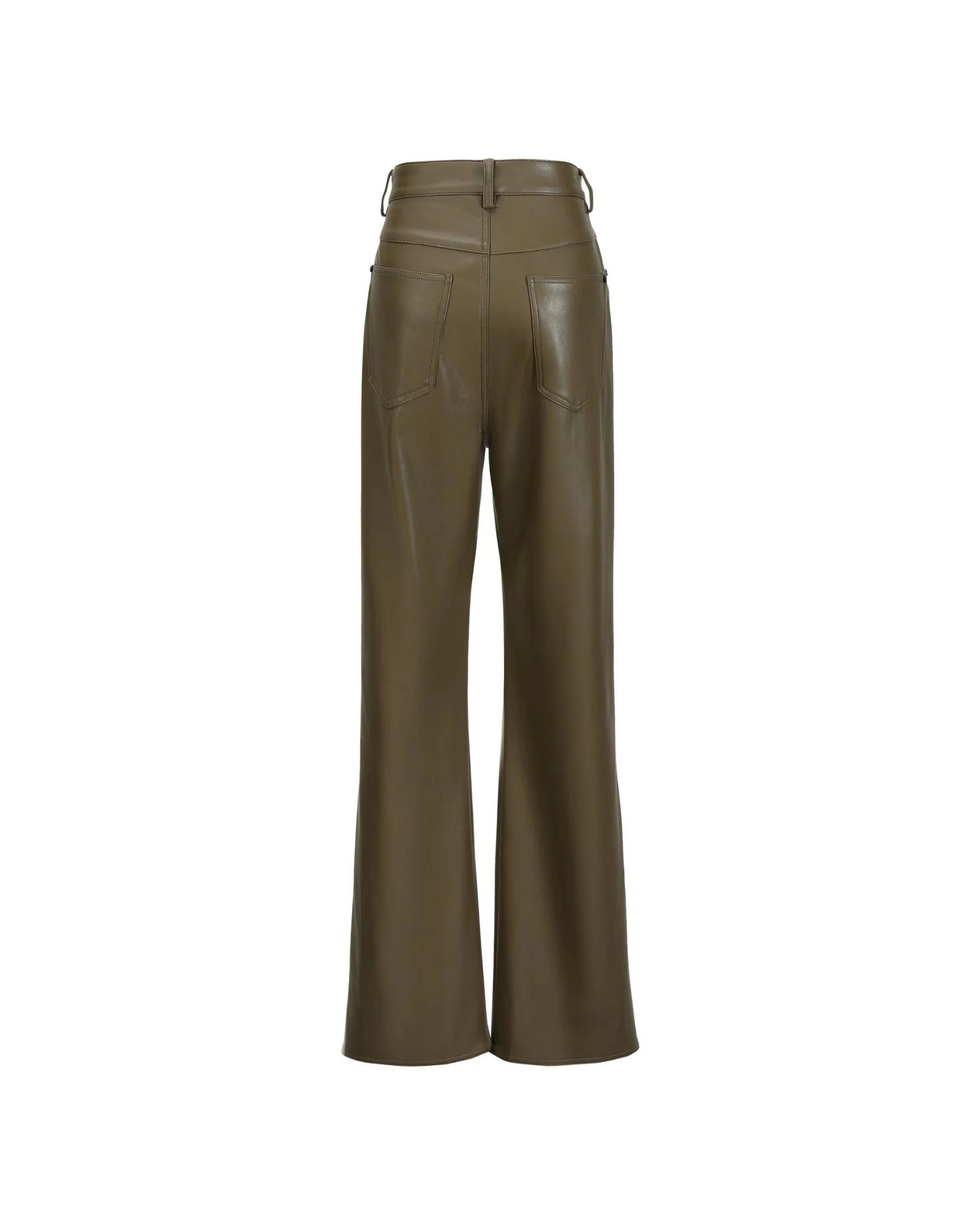 Protein Leather Tailored Straight Pants in Olive