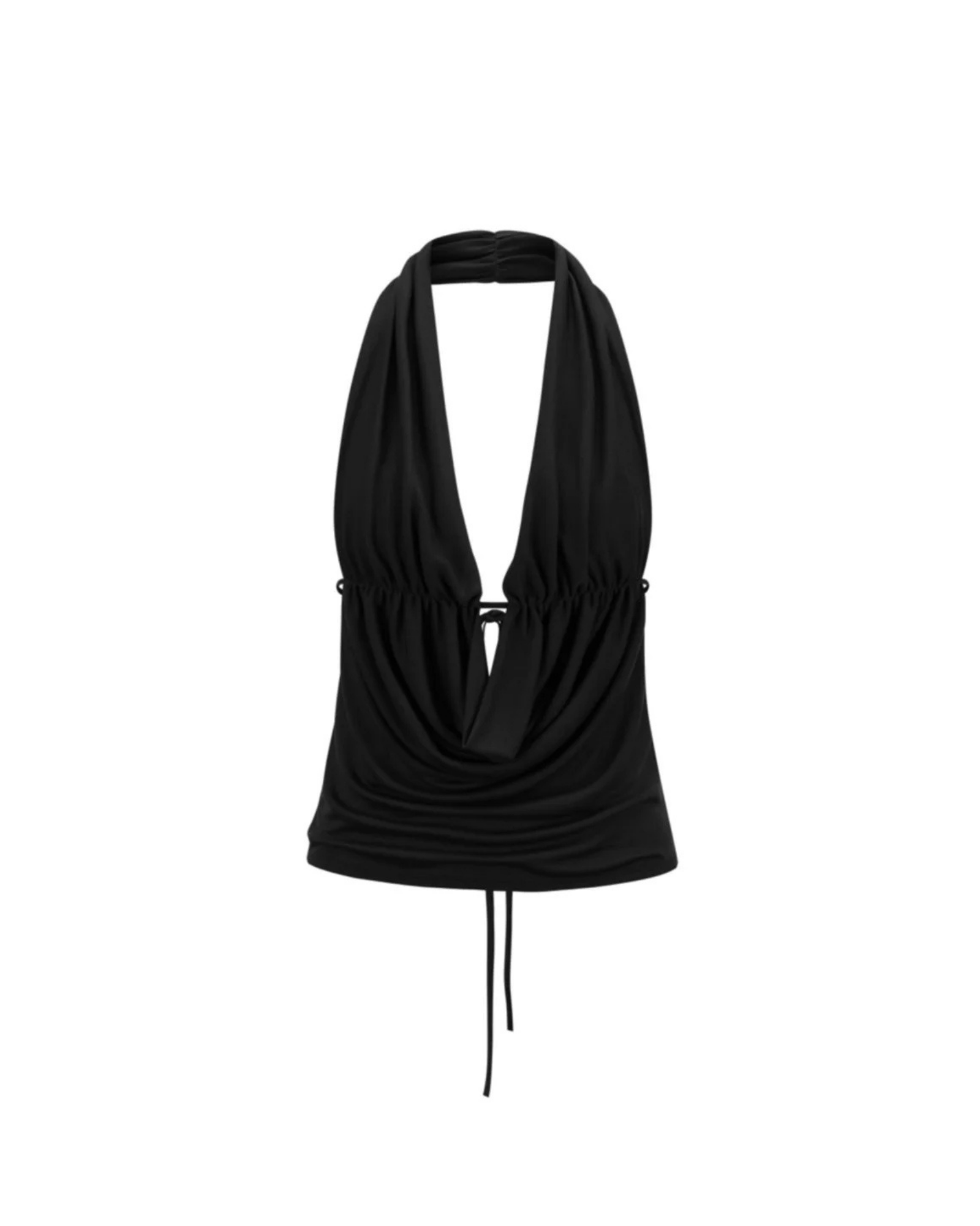 SEACELL© Draped Top with Open Back in Black