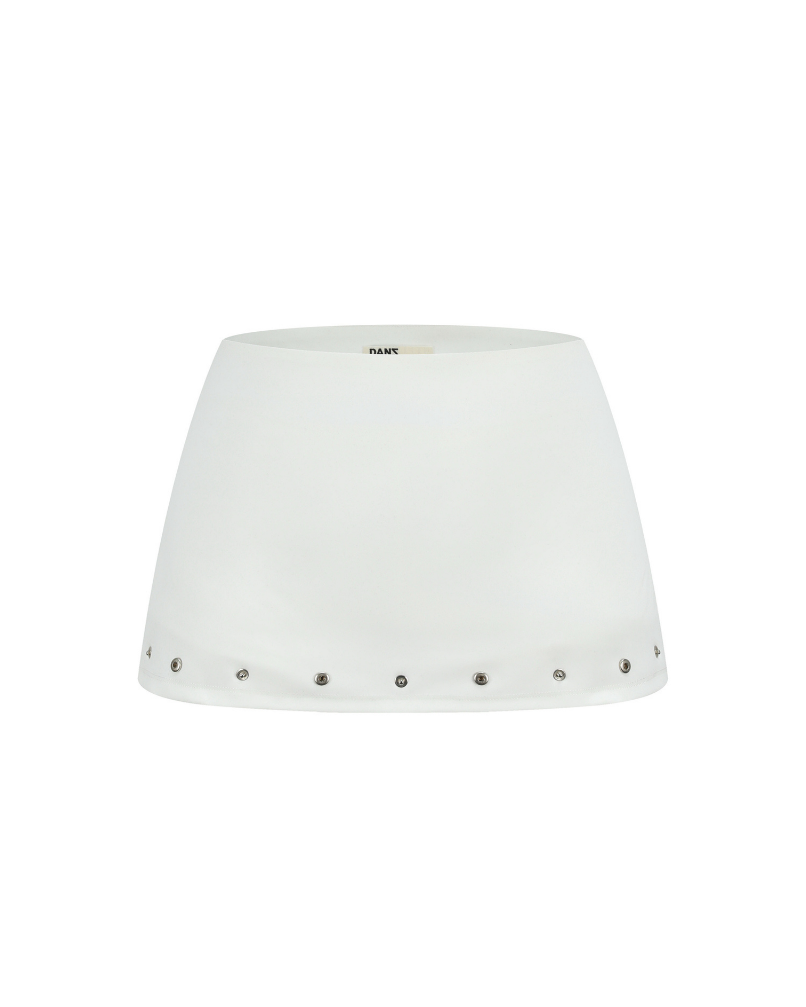 White lampshade with decorative studs on a white background