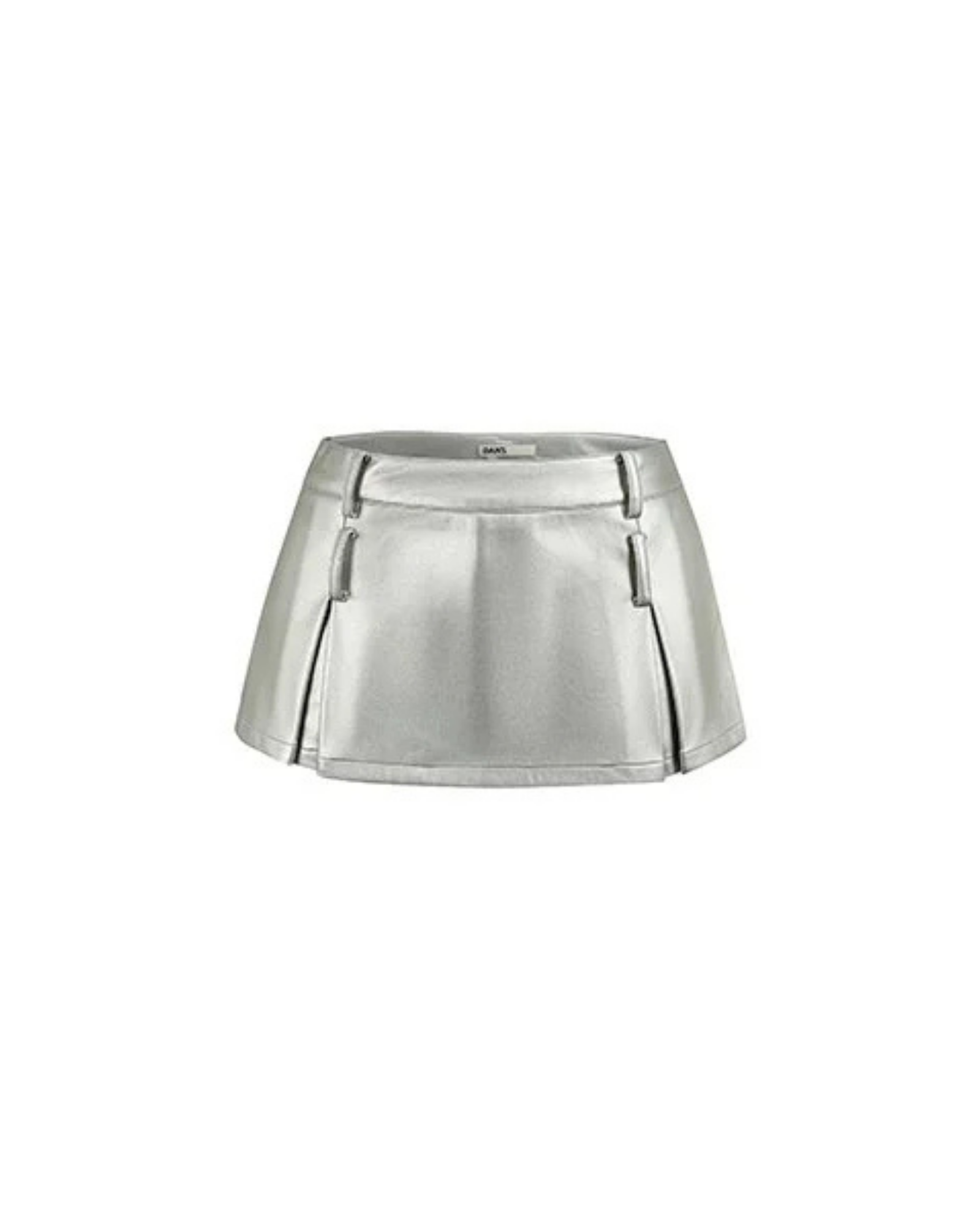 Low Waist Micro-Mini Skirt With Front Pleats in Silver