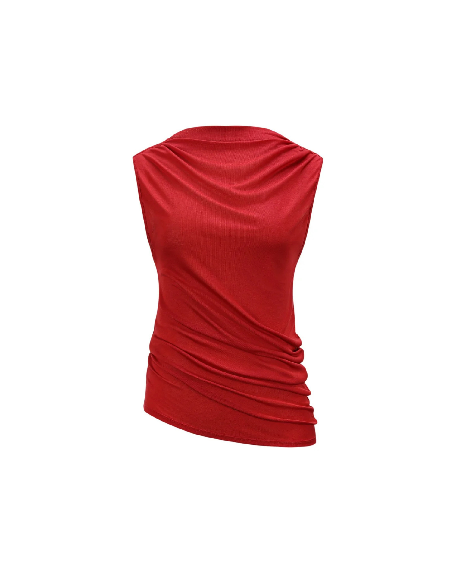Red sleeveless top on a white background