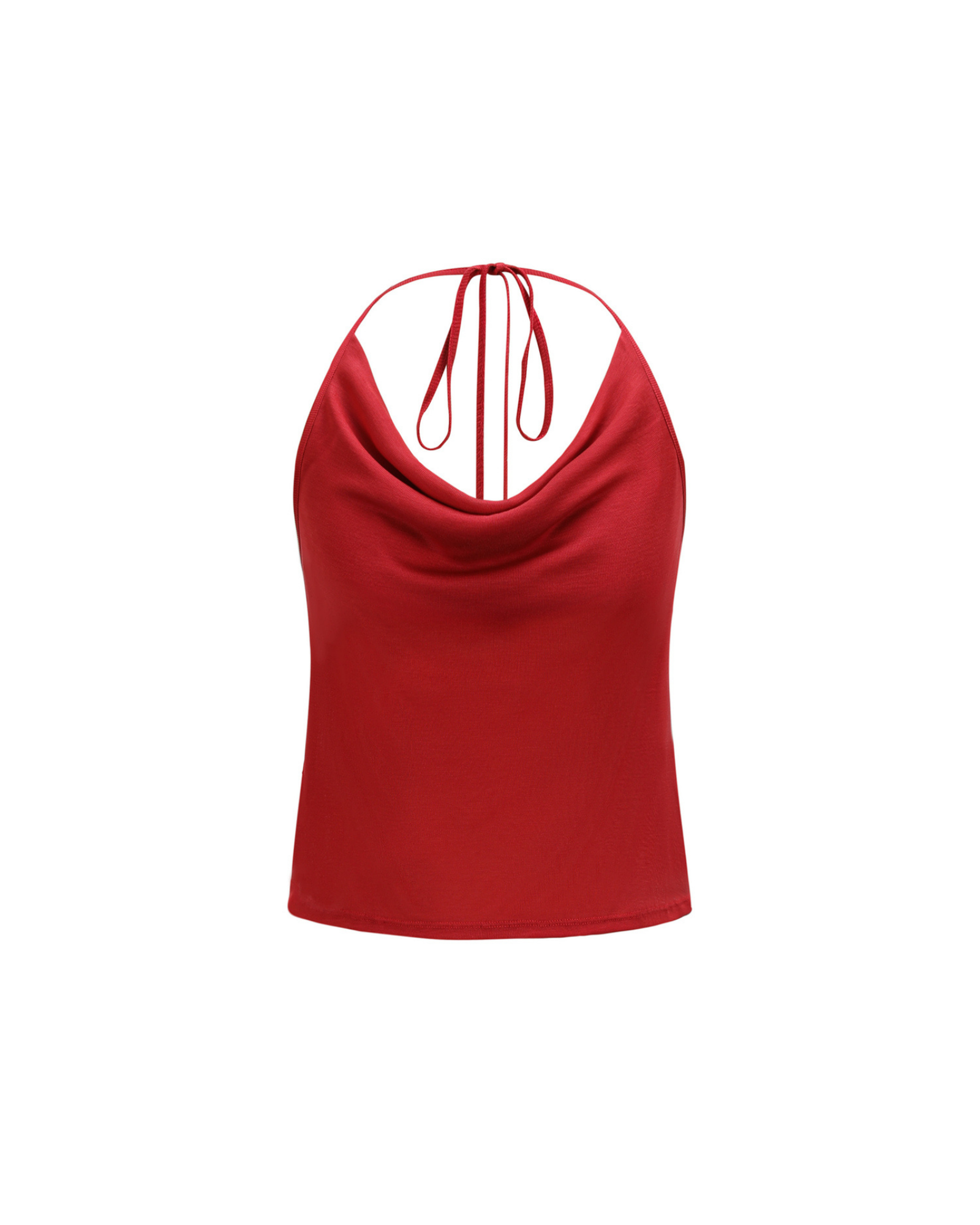 Red halter top on a white background