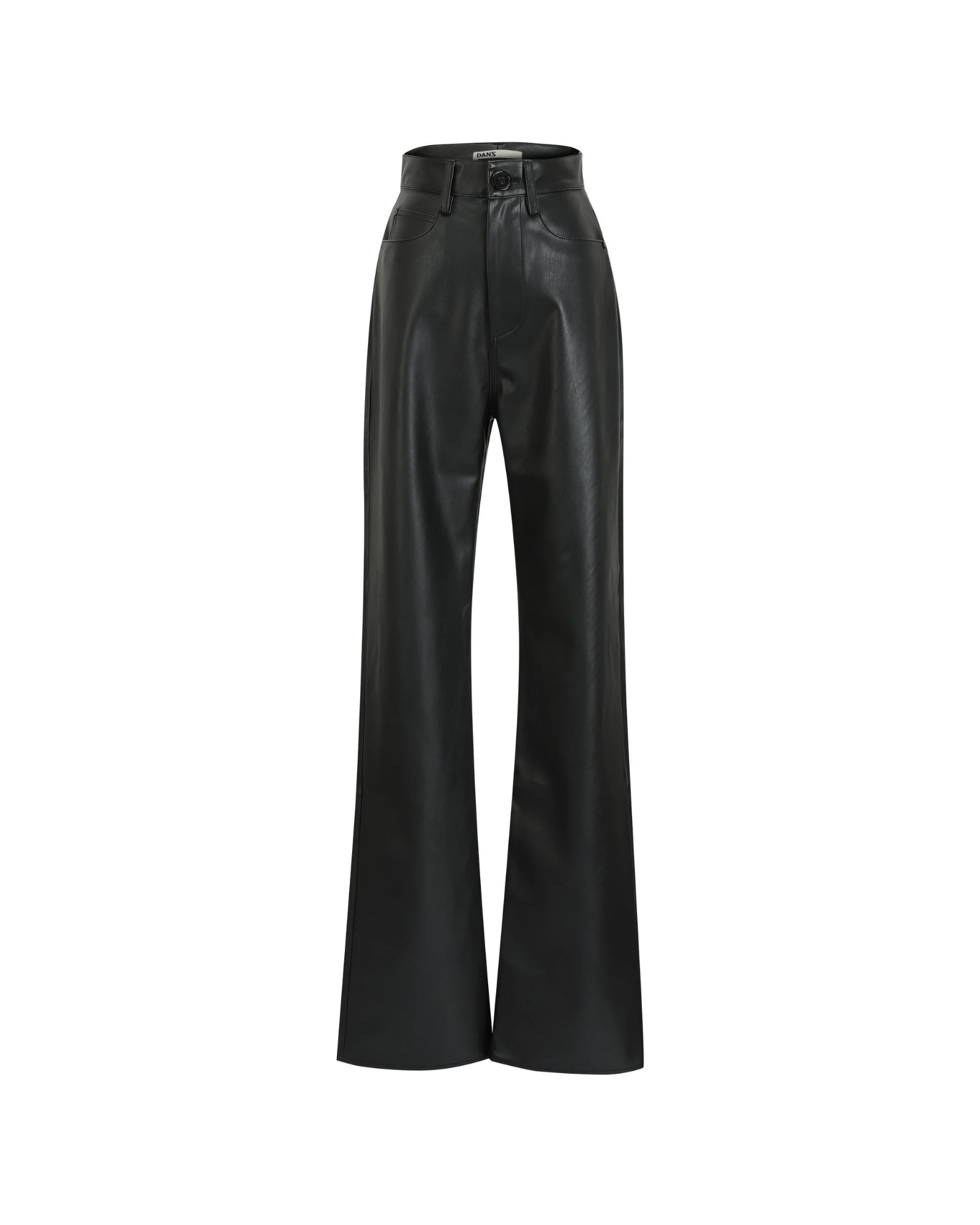 Leather Tailored Straight Pants in Black
