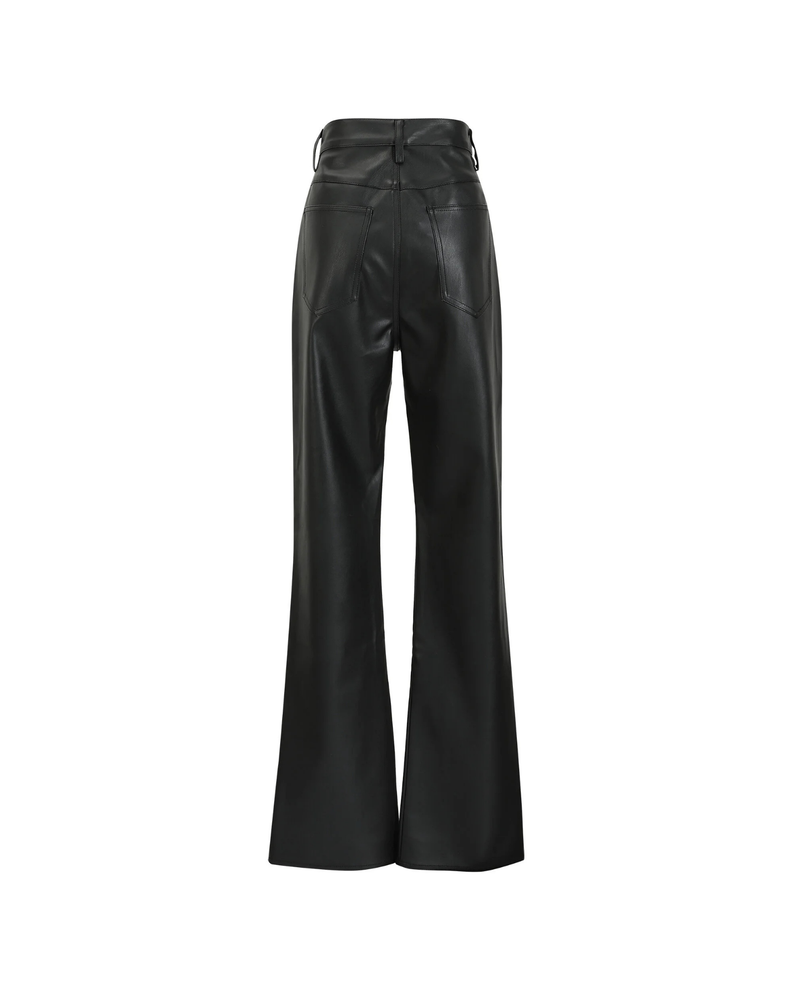 Leather Tailored Straight Pants in Black