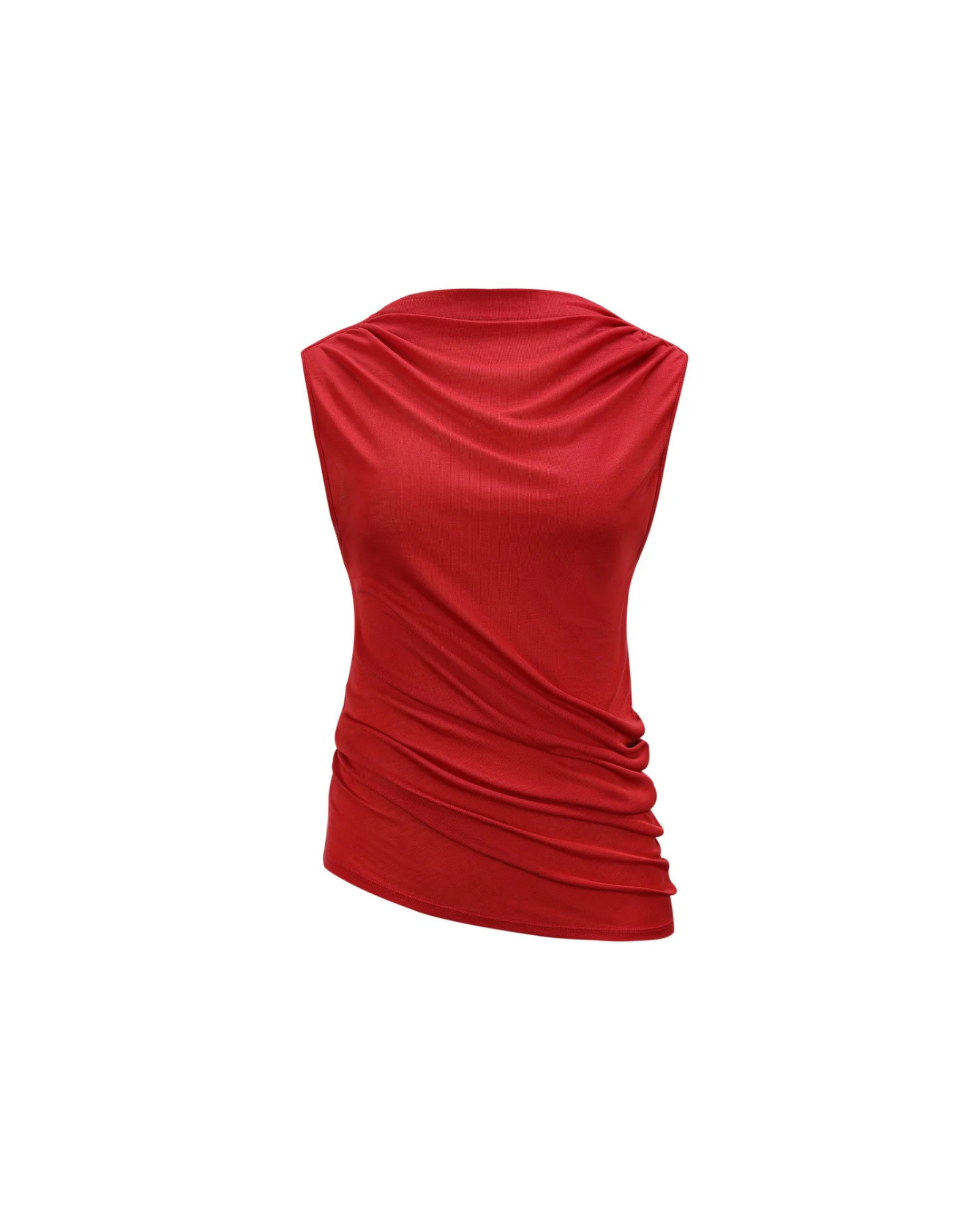 Red sleeveless top on a white background