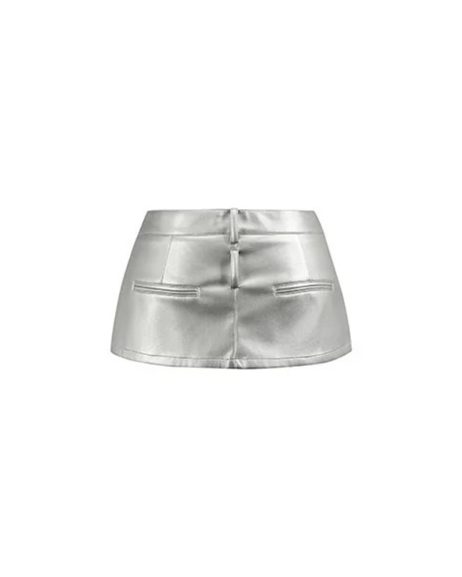 Low Waist Micro-Mini Skirt With Front Pleats in Silver