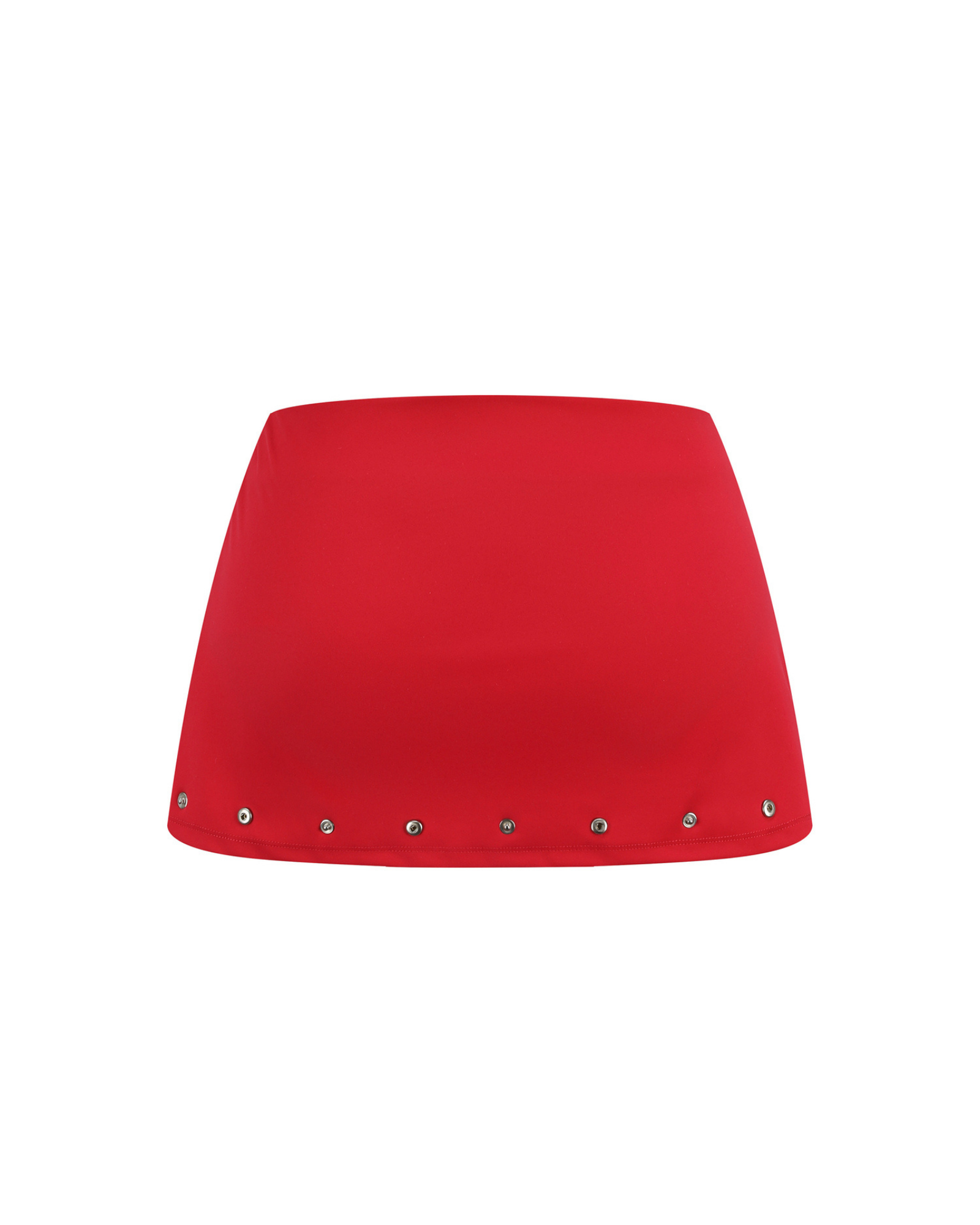 Red skirt with stud details on a white background