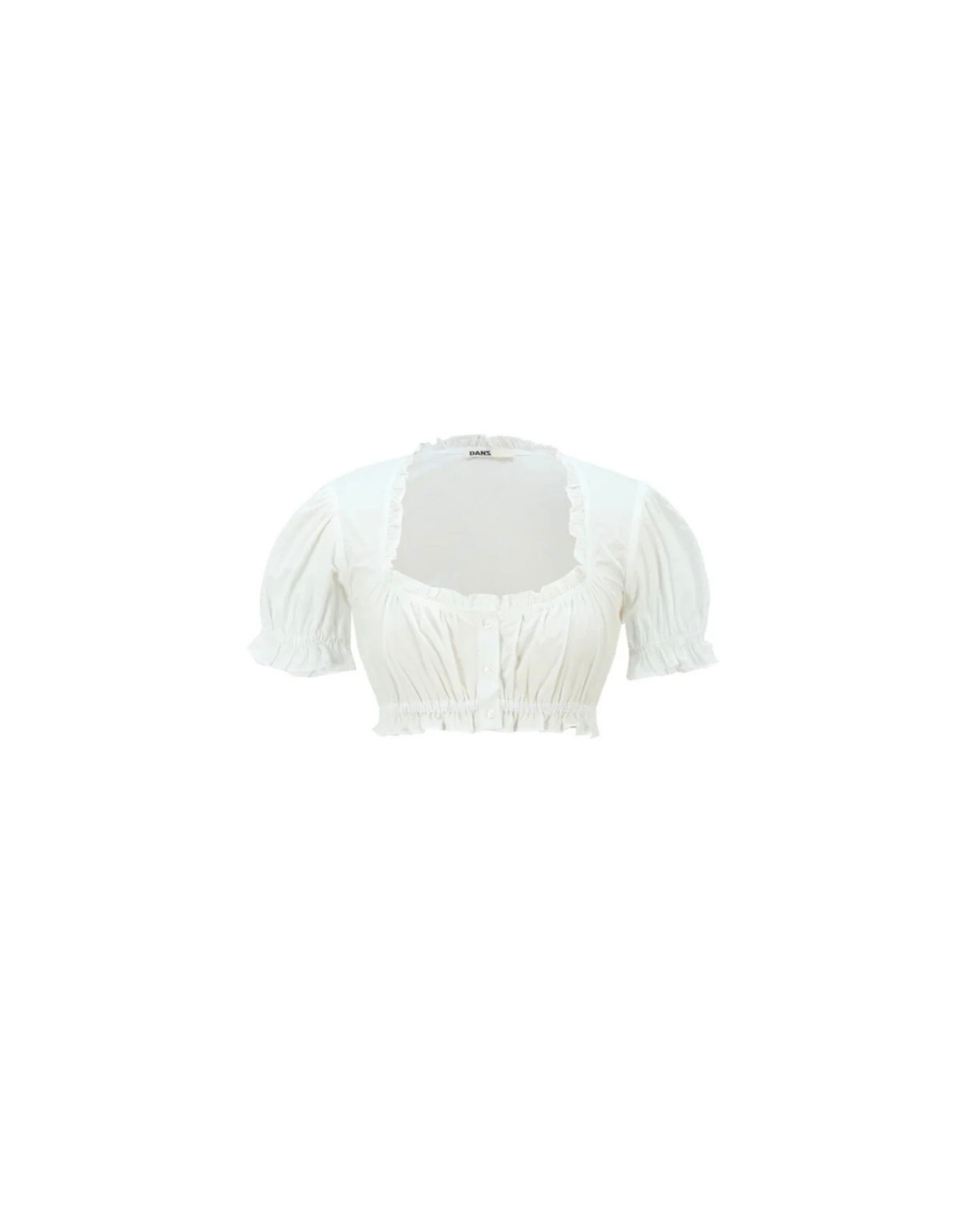 Sandwashed Cotton Cropped Top with Bubble Sleeves