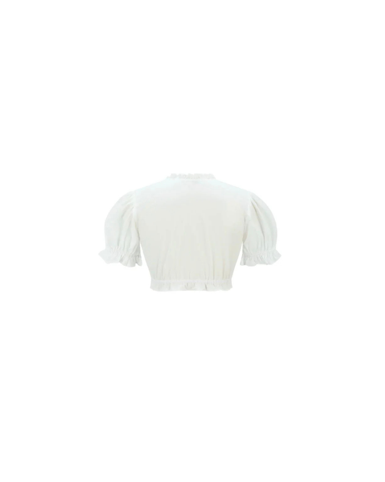 Sandwashed Cotton Cropped Top with Bubble Sleeves