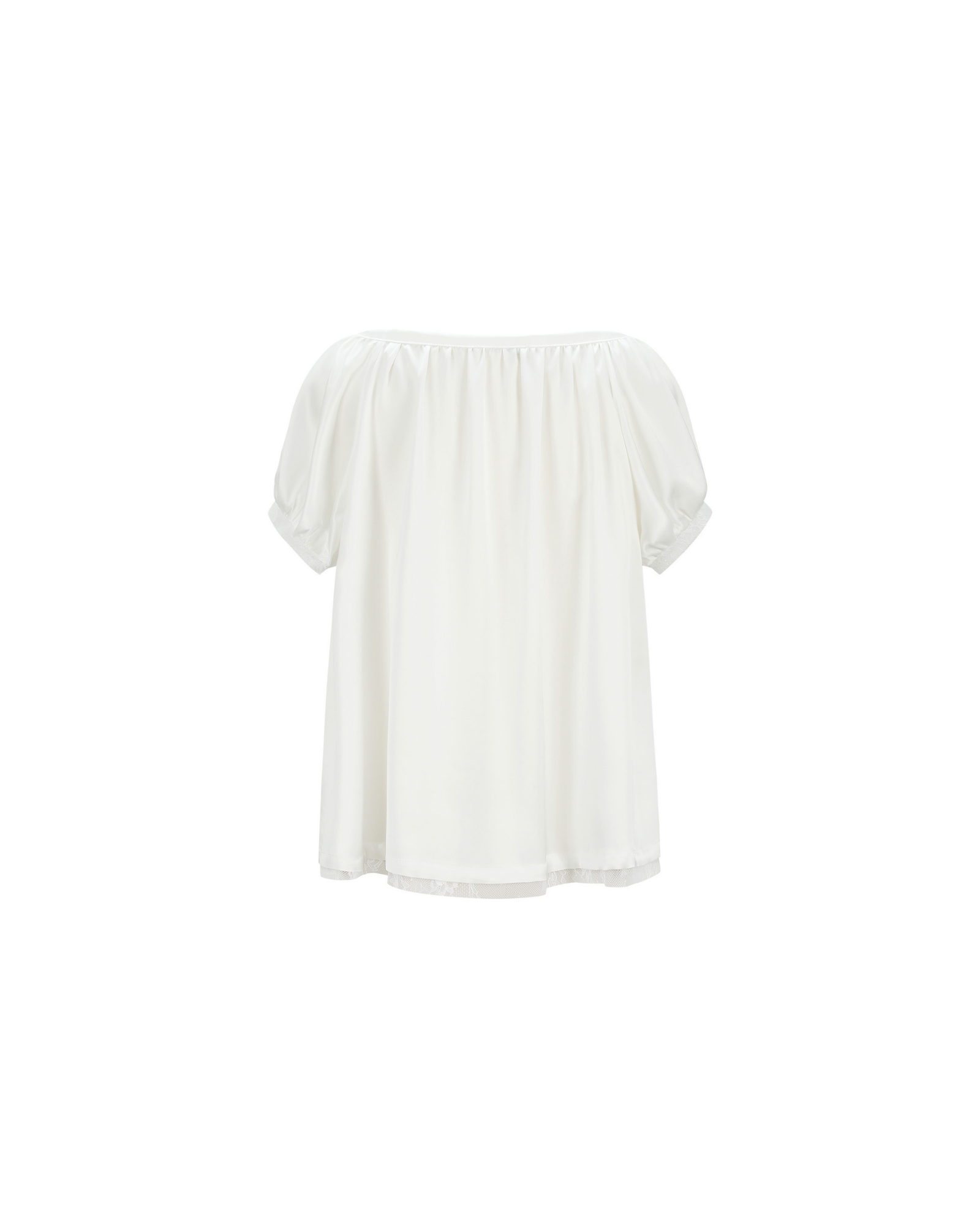Satin Babydoll Top with Front Tie in White