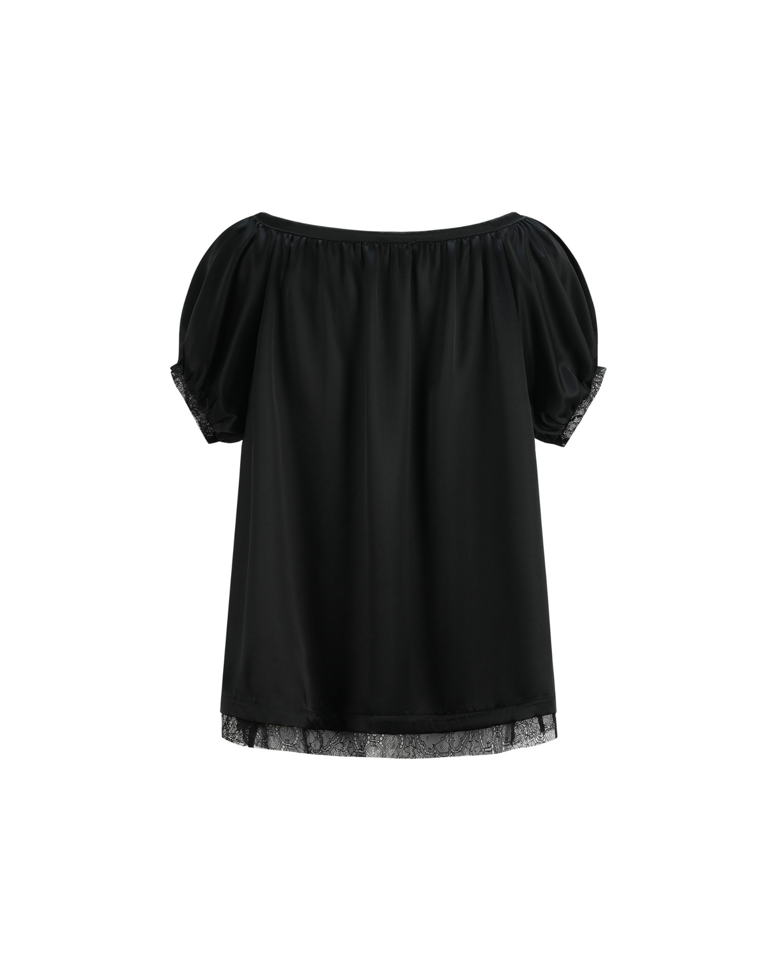 Satin Babydoll Top with Front Tie in Black