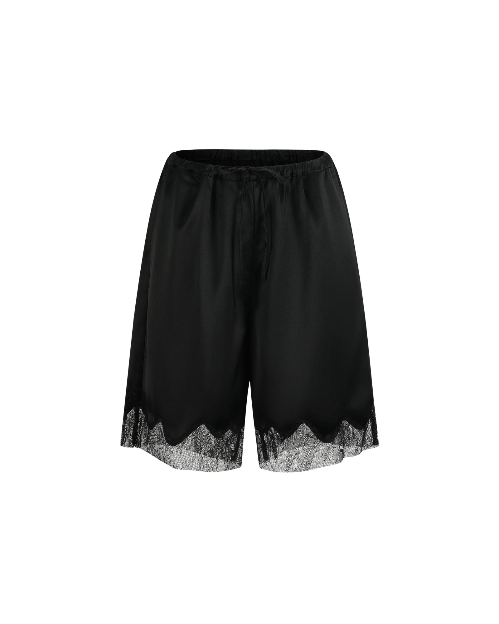 Lace Trim Satin Shorts